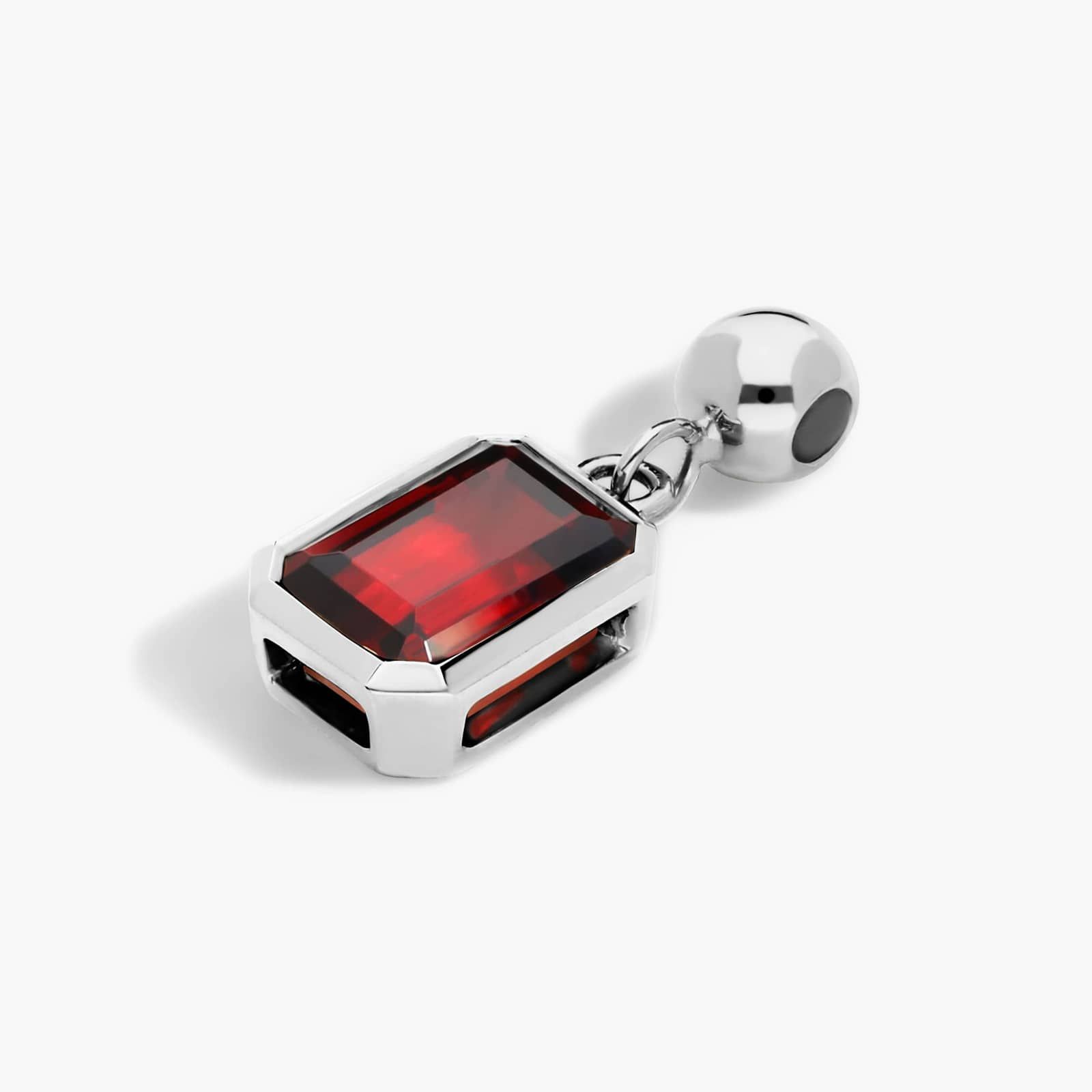 14K White Gold Emerald Cut Bezel Garnet Birthstone Charm By James Allen