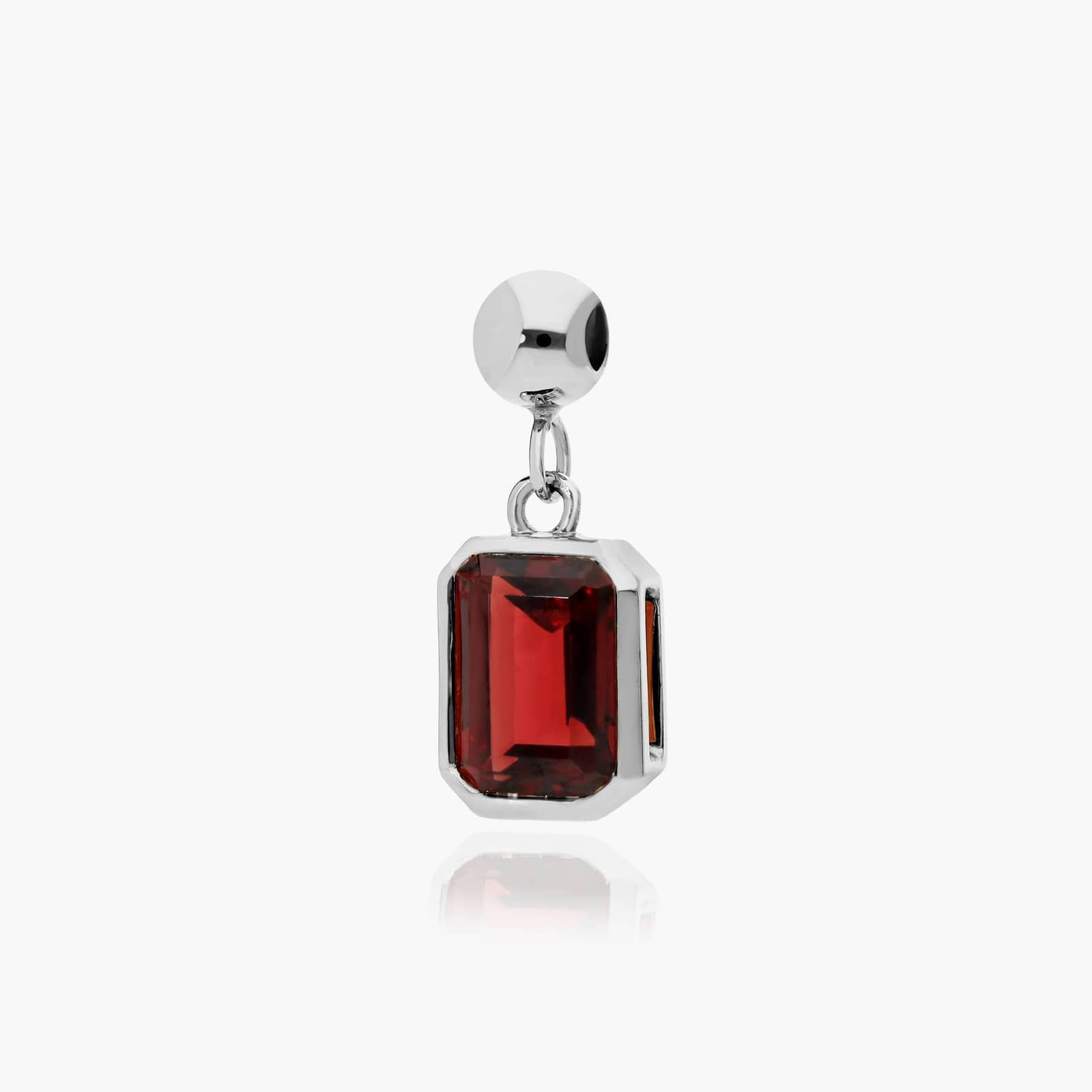 14K White Gold Emerald Cut Bezel Garnet Birthstone Charm By James Allen