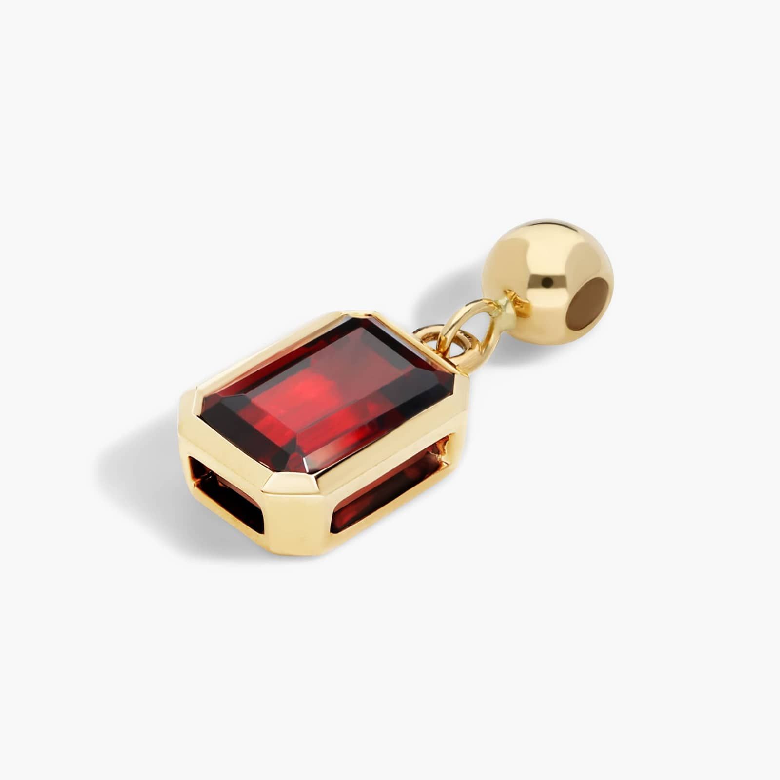 14K Yellow Gold Emerald Cut Bezel Set Garnet Birthstone Charm By James Allen