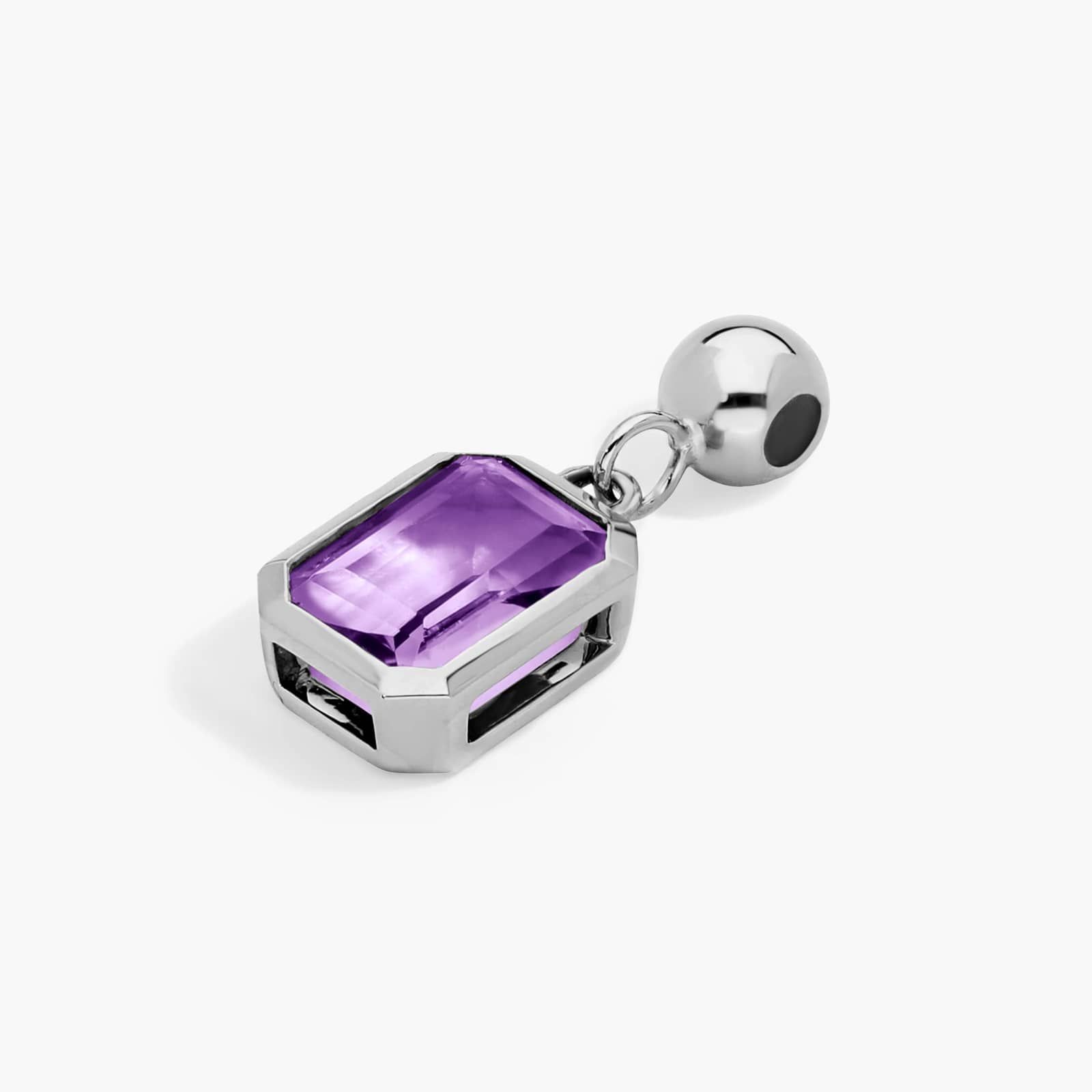 14K White Gold Emerald Cut Bezel Amethyst Birthstone Charm By James Allen