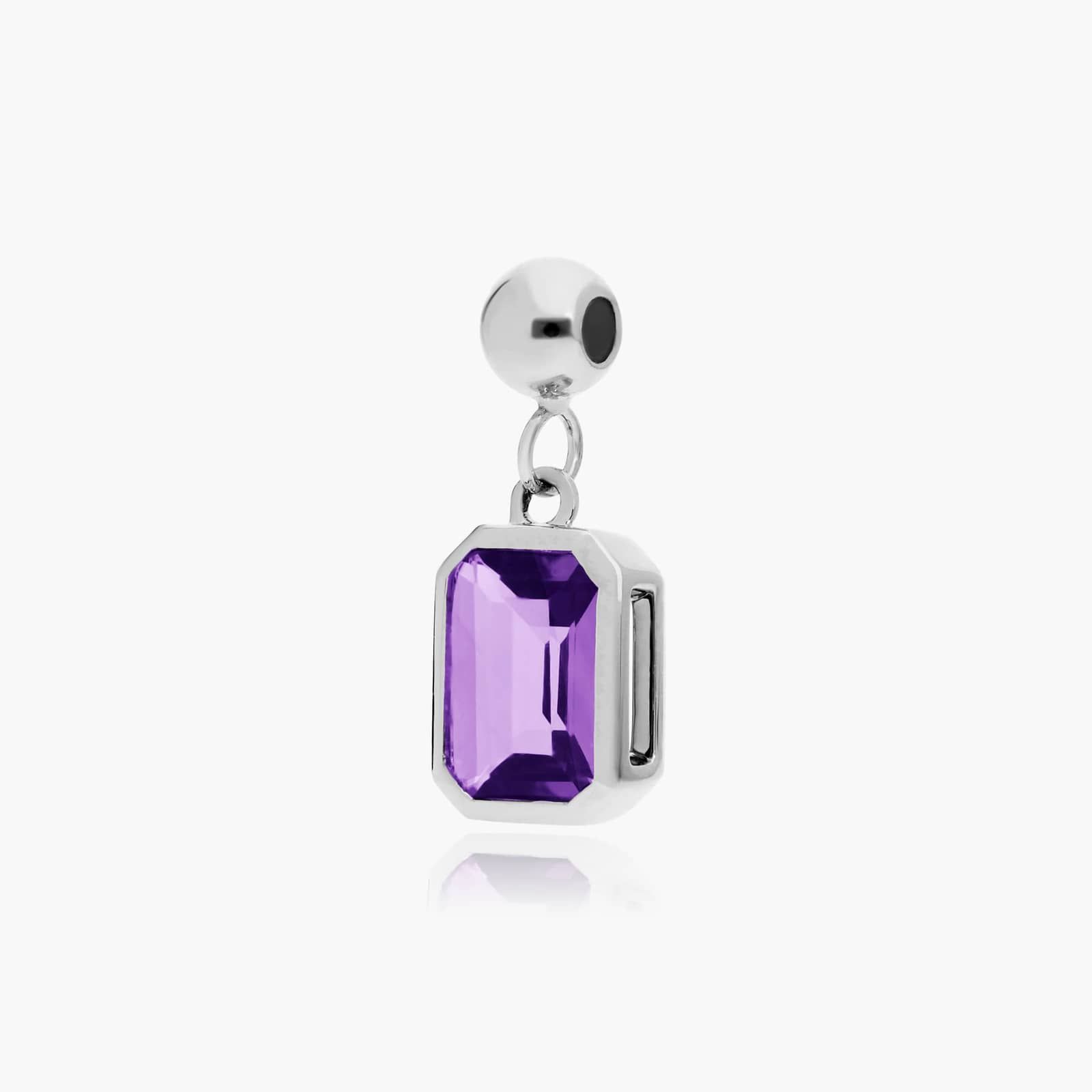 14K White Gold Emerald Cut Bezel Amethyst Birthstone Charm By James Allen