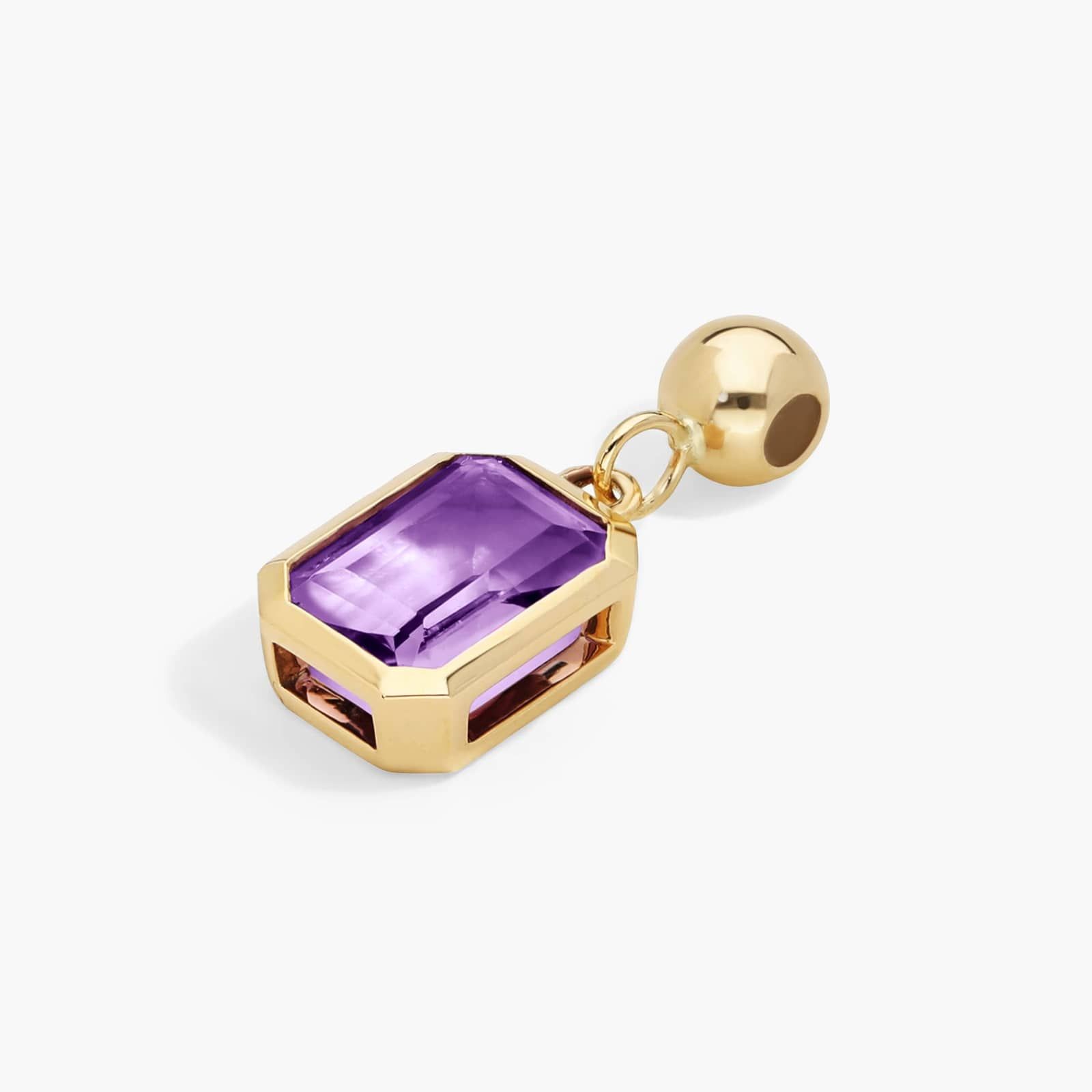 14K Yellow Gold Emerald Cut Bezel Set Amethyst Birthstone Charm By James Allen