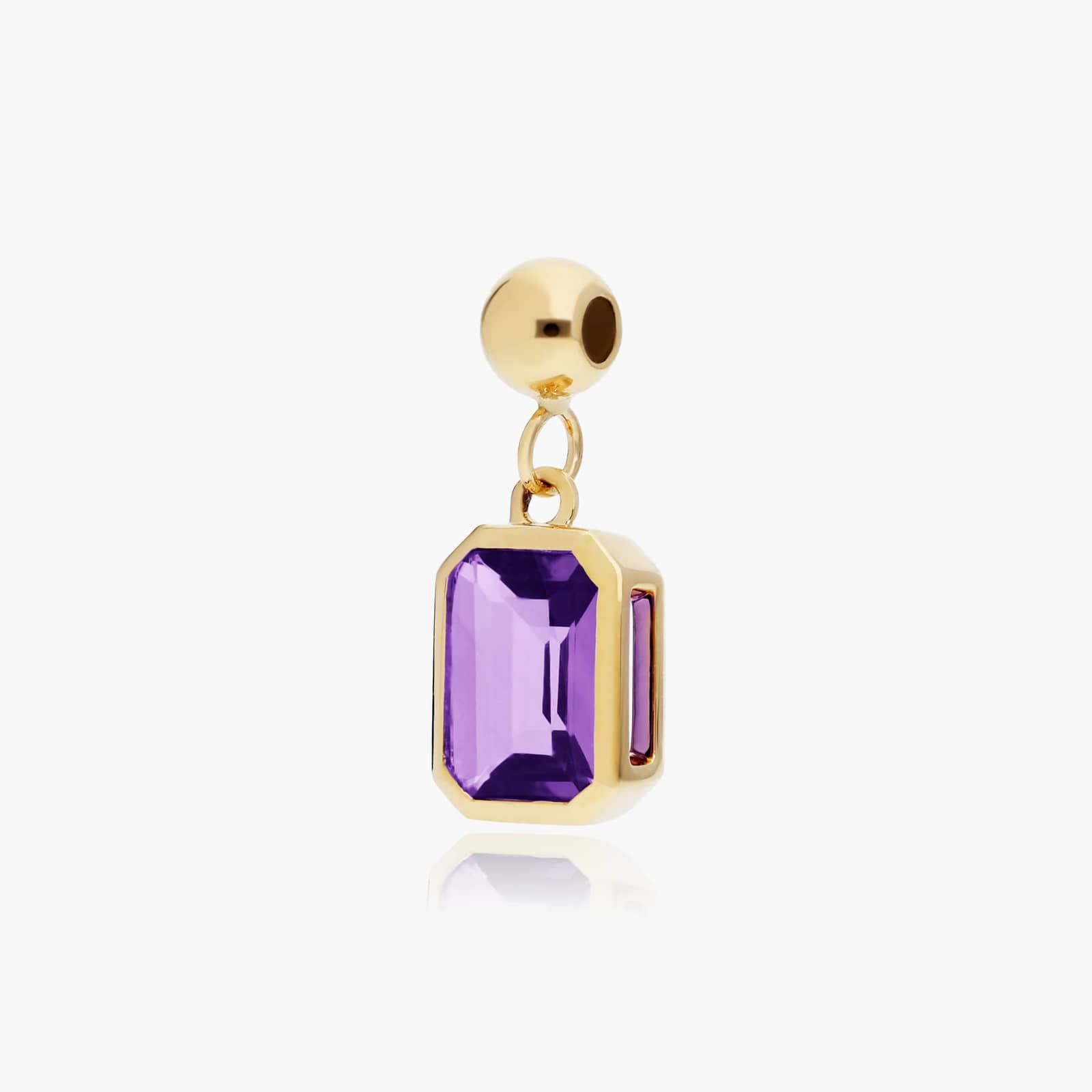 14K Yellow Gold Emerald Cut Bezel Set Amethyst Birthstone Charm By James Allen