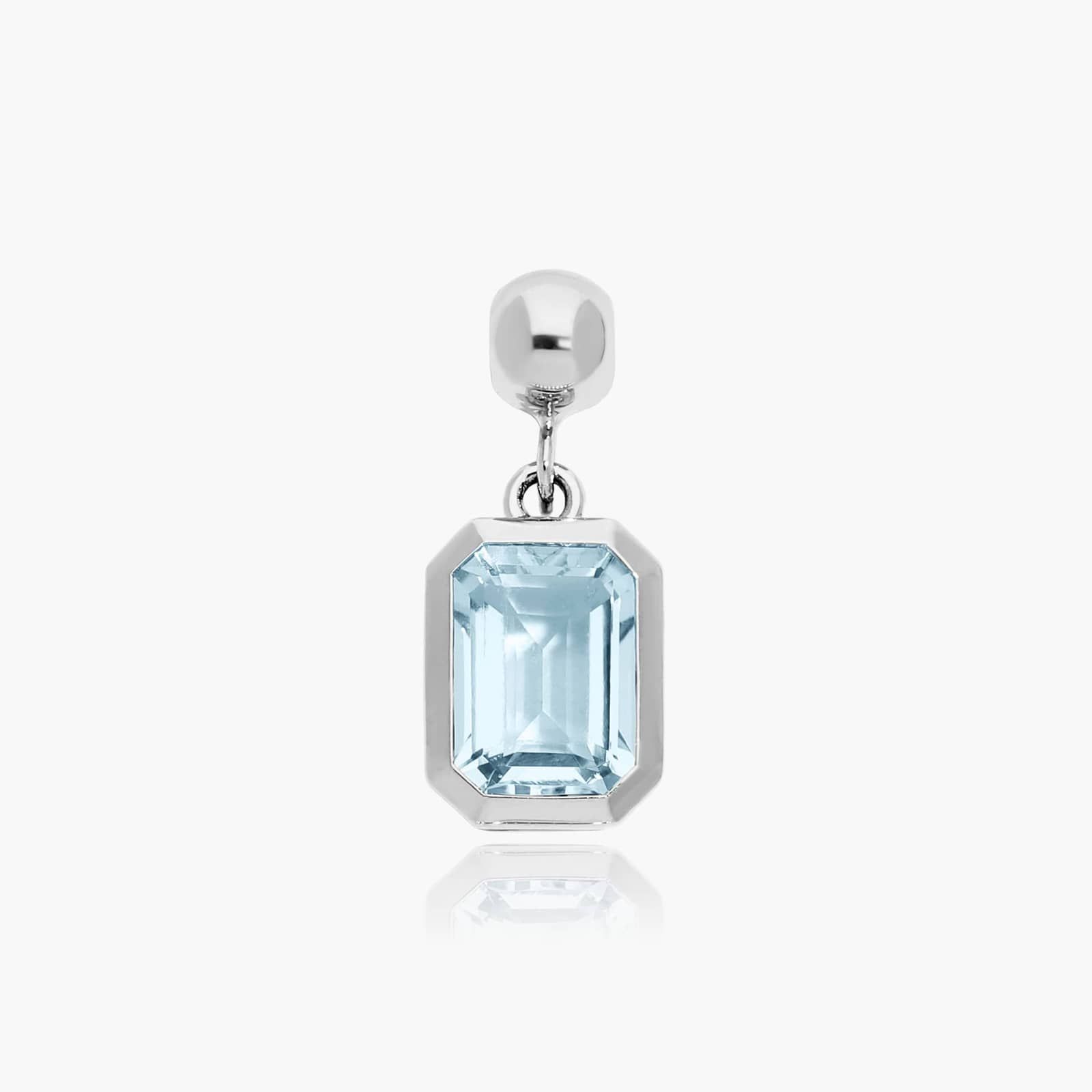 14K White Gold Emerald Cut Bezel Aquamarine Birthstone Charm By James Allen