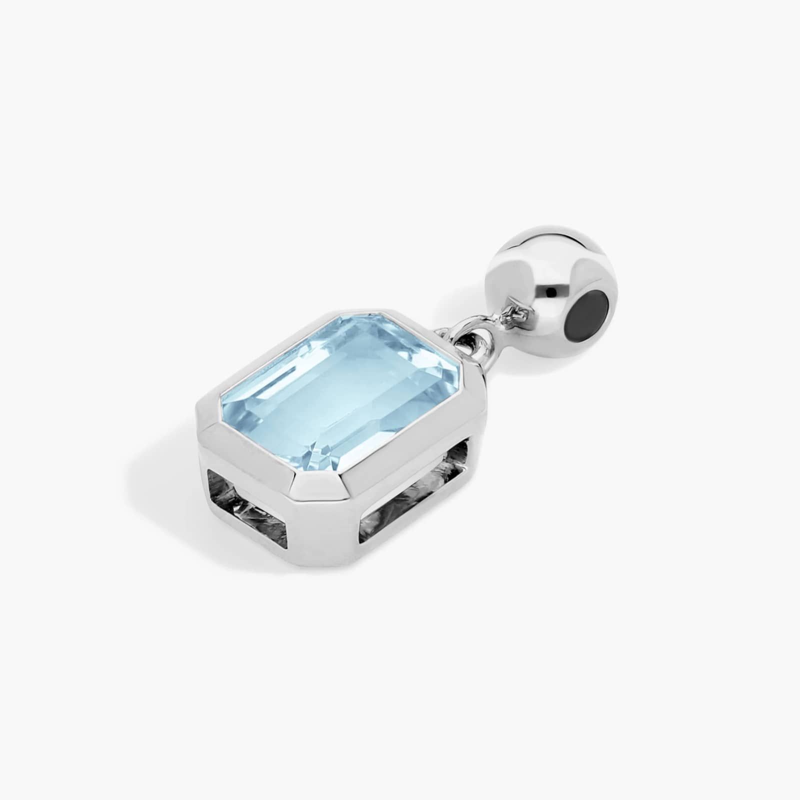 14K White Gold Emerald Cut Bezel Aquamarine Birthstone Charm By James Allen