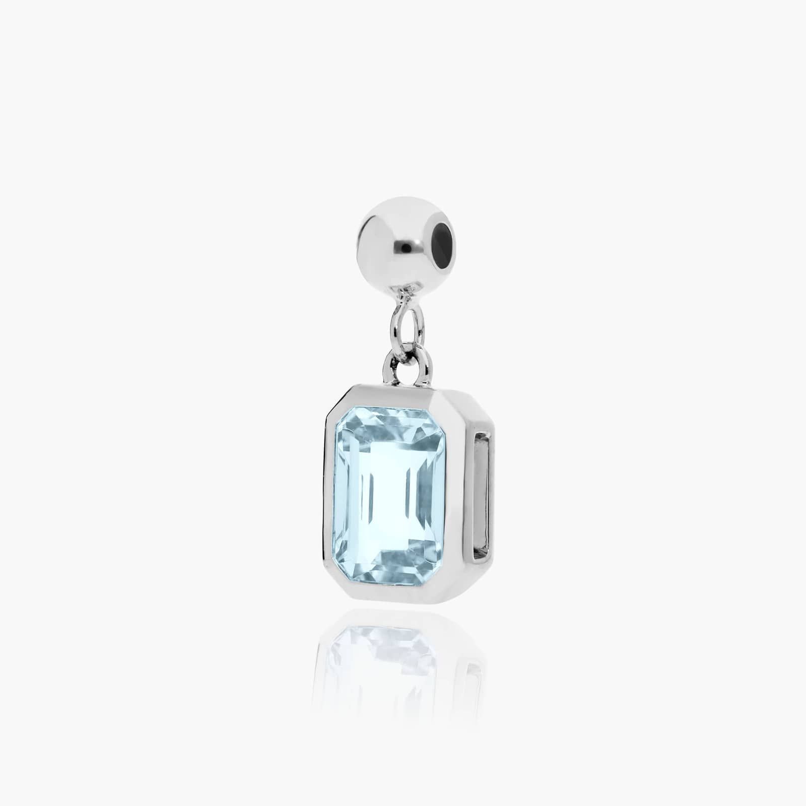 14K White Gold Emerald Cut Bezel Aquamarine Birthstone Charm By James Allen