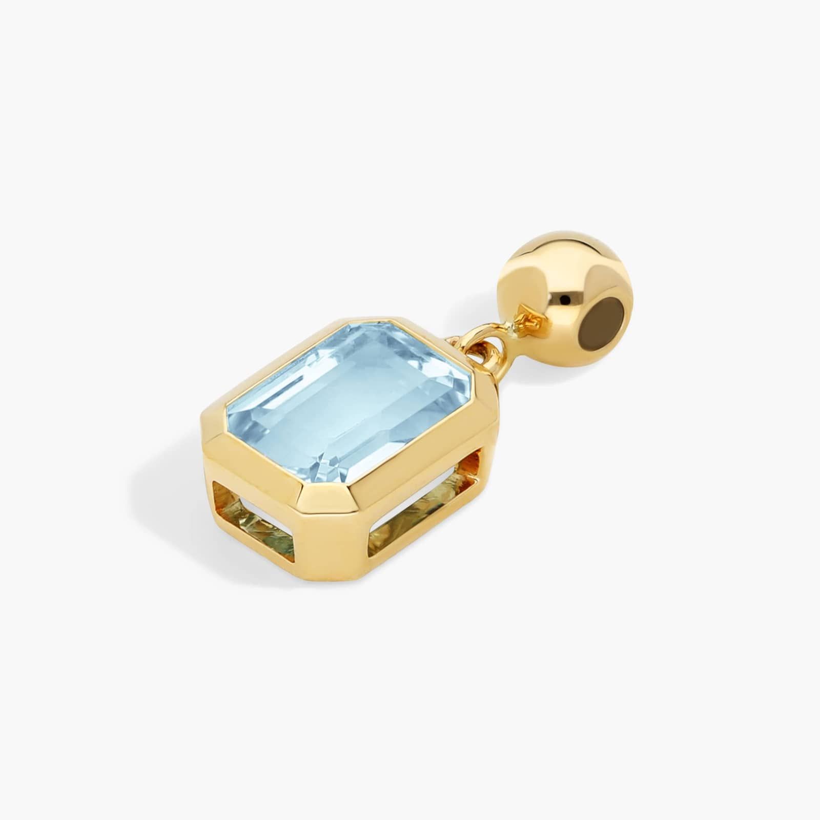 14K Yellow Gold Emerald Cut Bezel Set Aquamarine Birthstone Charm By James Allen