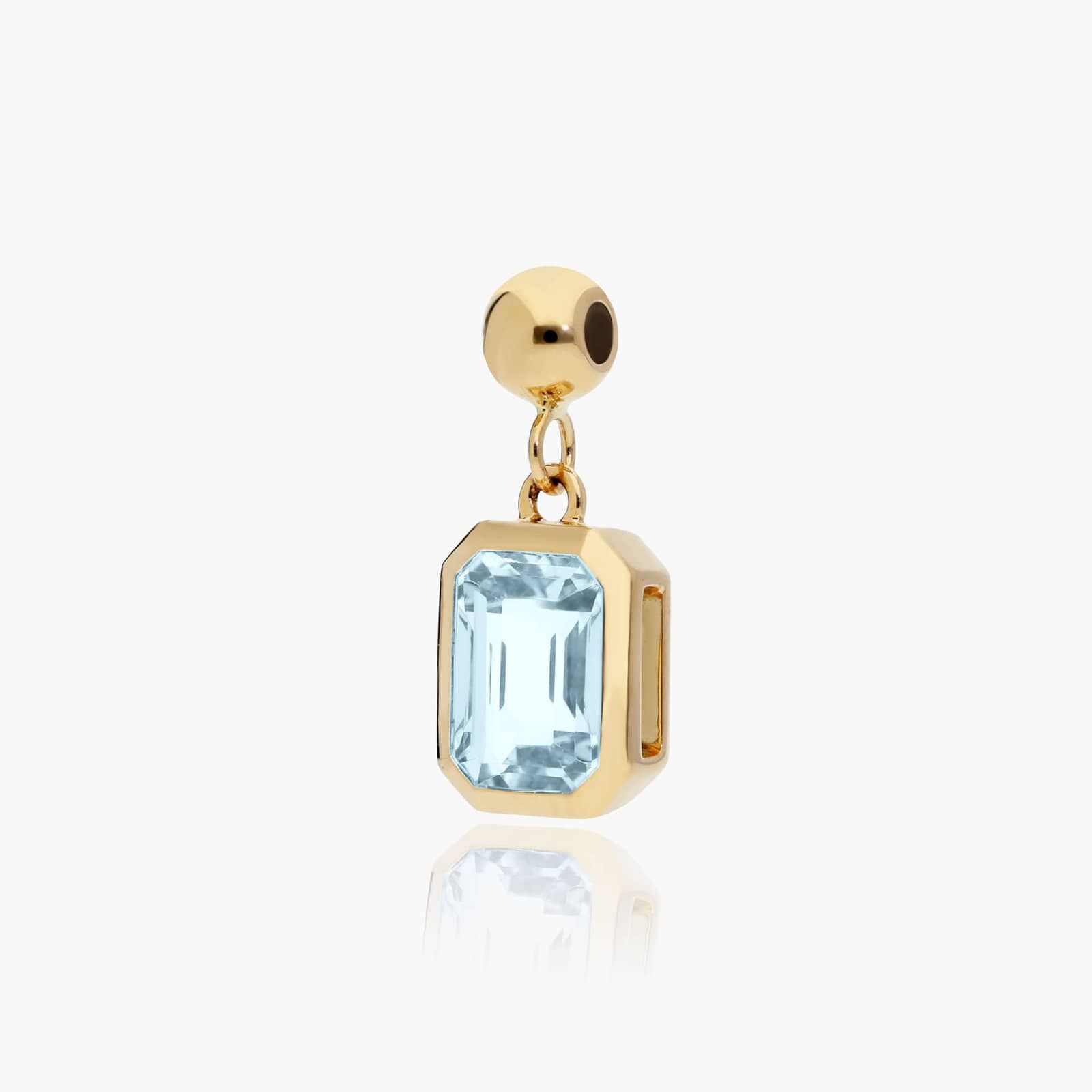 14K Yellow Gold Emerald Cut Bezel Set Aquamarine Birthstone Charm By James Allen