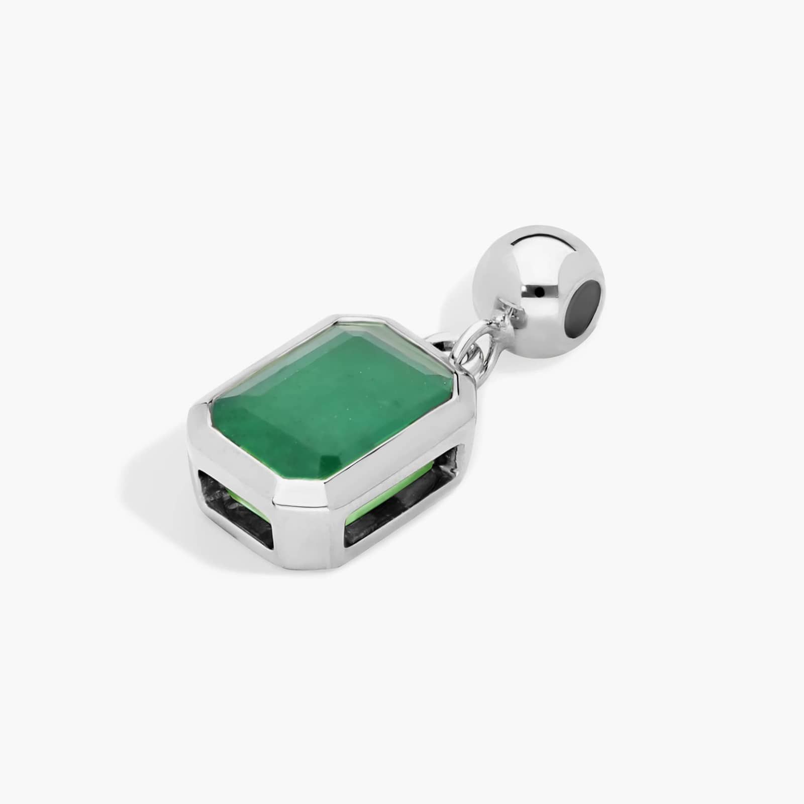 14K White Gold Emerald Cut Bezel Emerald Birthstone Charm By James Allen