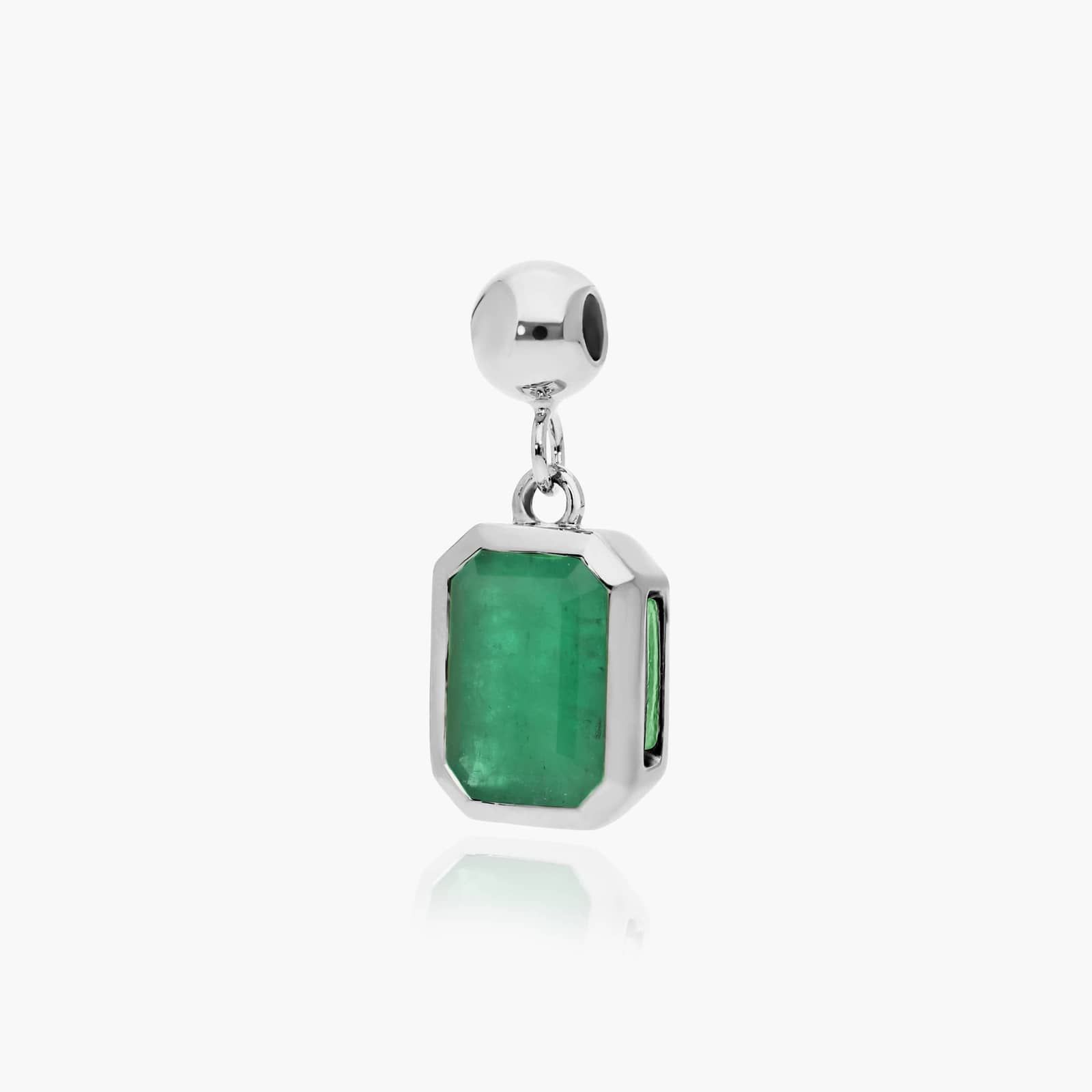 14K White Gold Emerald Cut Bezel Emerald Birthstone Charm By James Allen