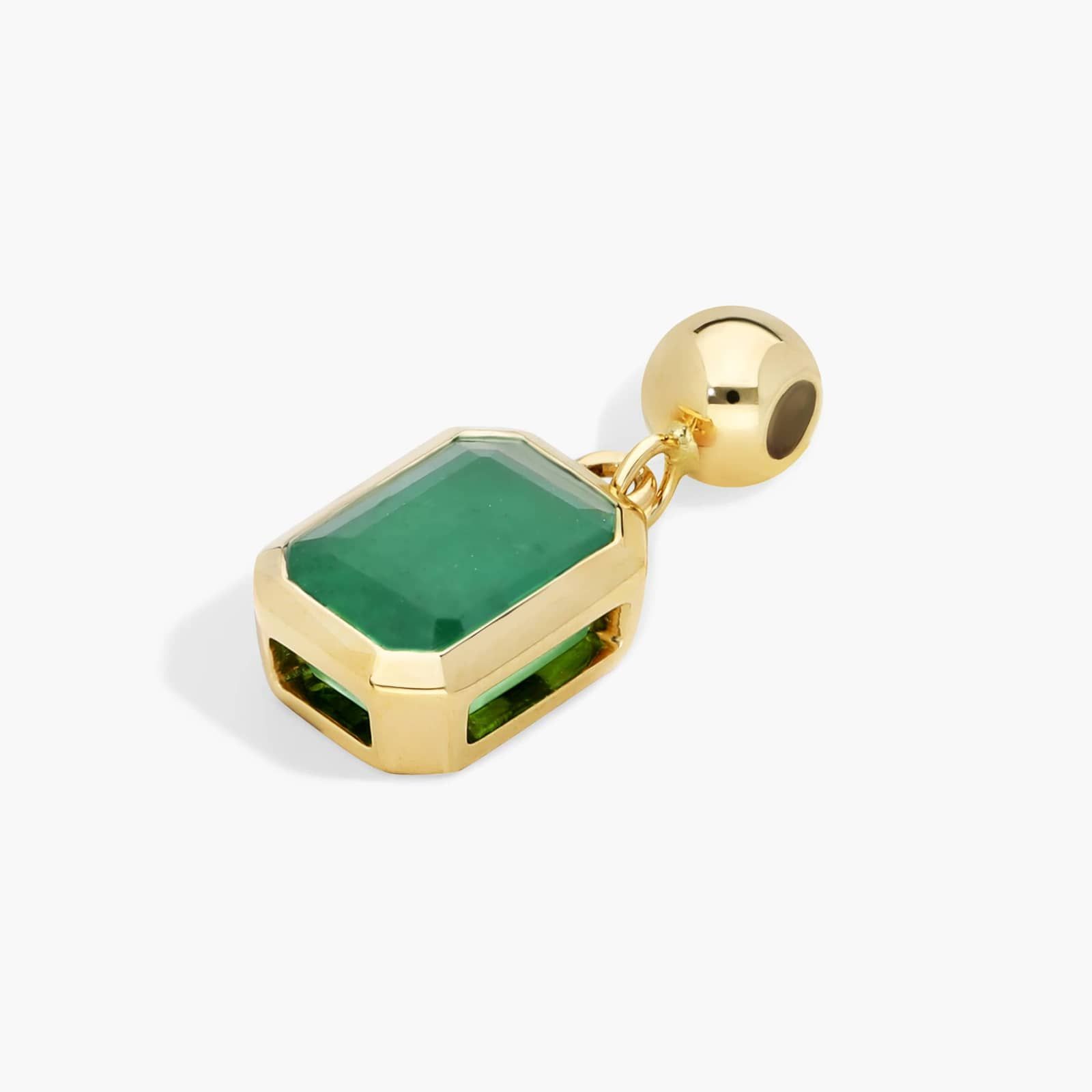 14K Yellow Gold Emerald Cut Bezel Set Emerald Birthstone Charm By James Allen
