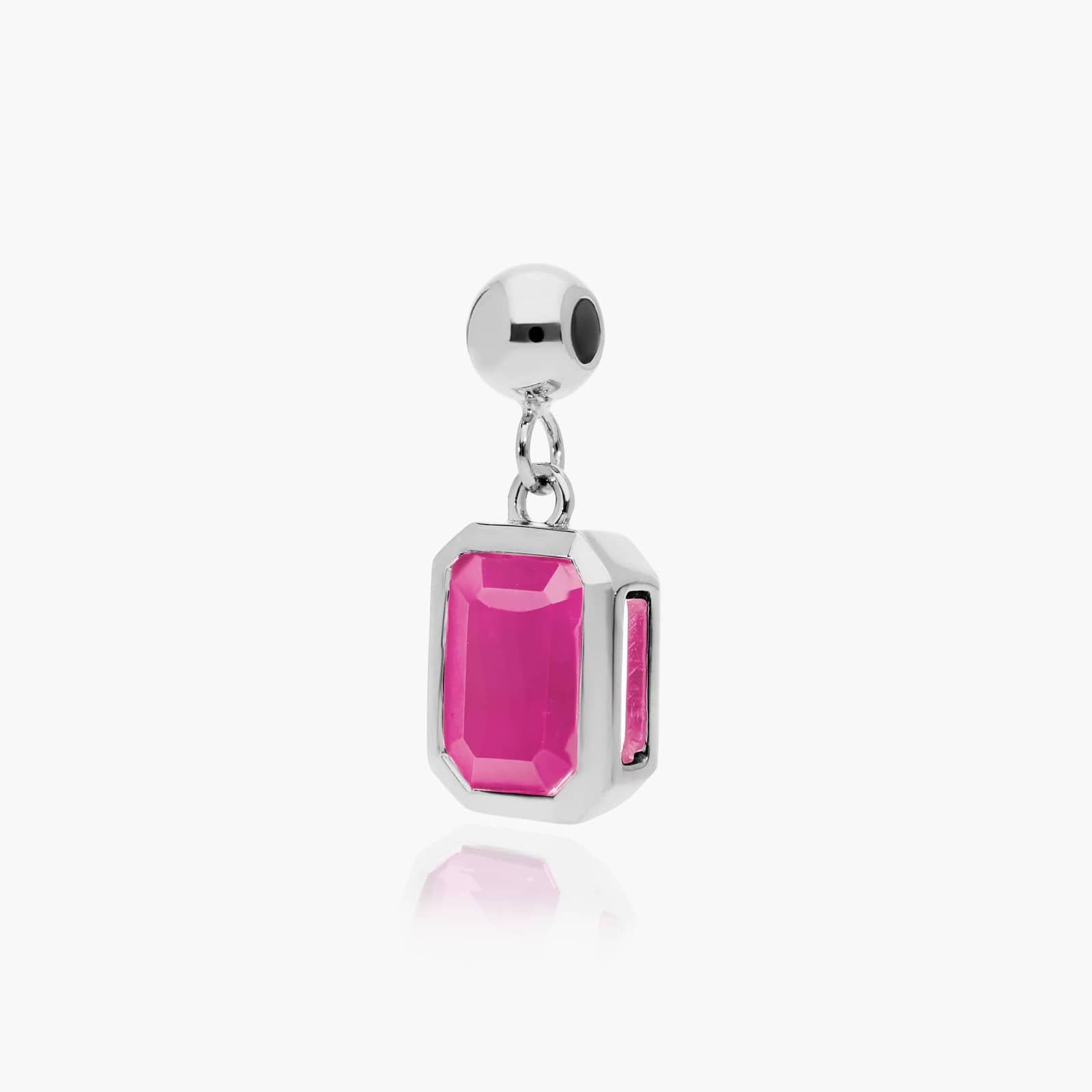 14K White Gold Emerald Cut Bezel Ruby Birthstone Charm By James Allen