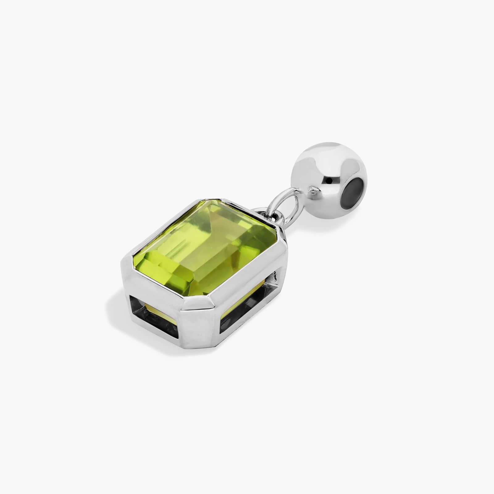 14K White Gold Emerald Cut Bezel Peridot Birthstone Charm By James Allen