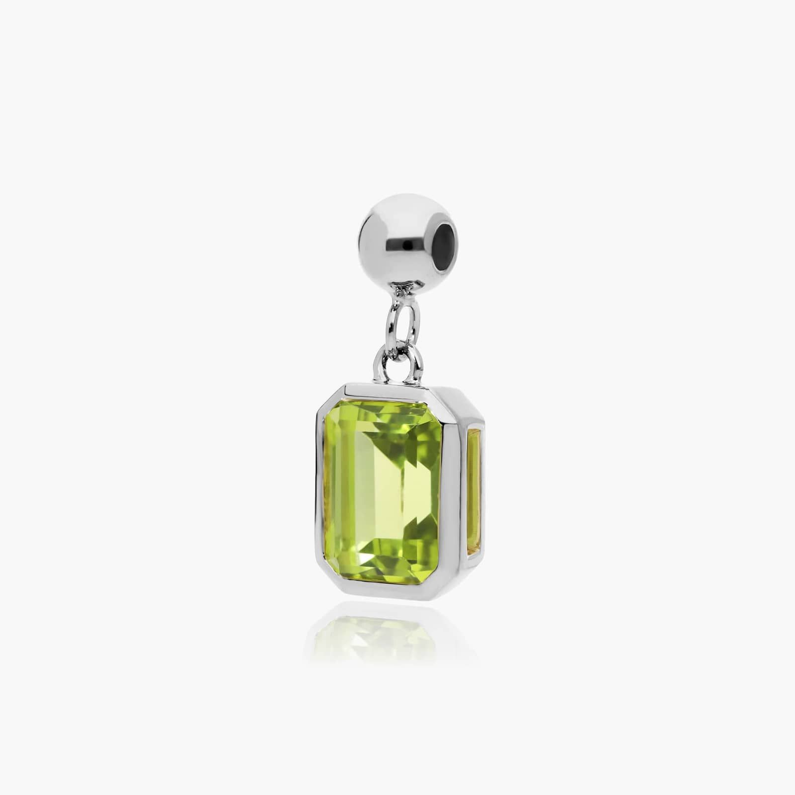 14K White Gold Emerald Cut Bezel Peridot Birthstone Charm By James Allen