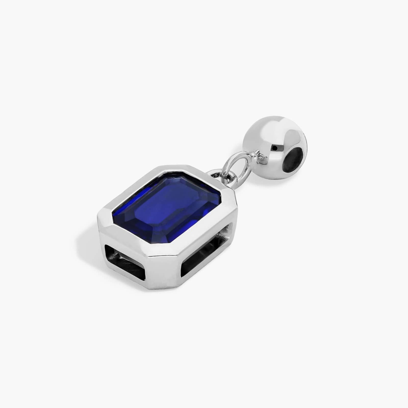 14K White Gold Emerald Cut Bezel Sapphire Birthstone Charm By James Allen