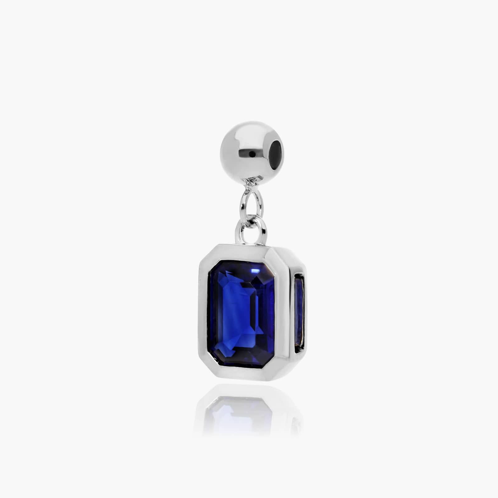 14K White Gold Emerald Cut Bezel Sapphire Birthstone Charm By James Allen