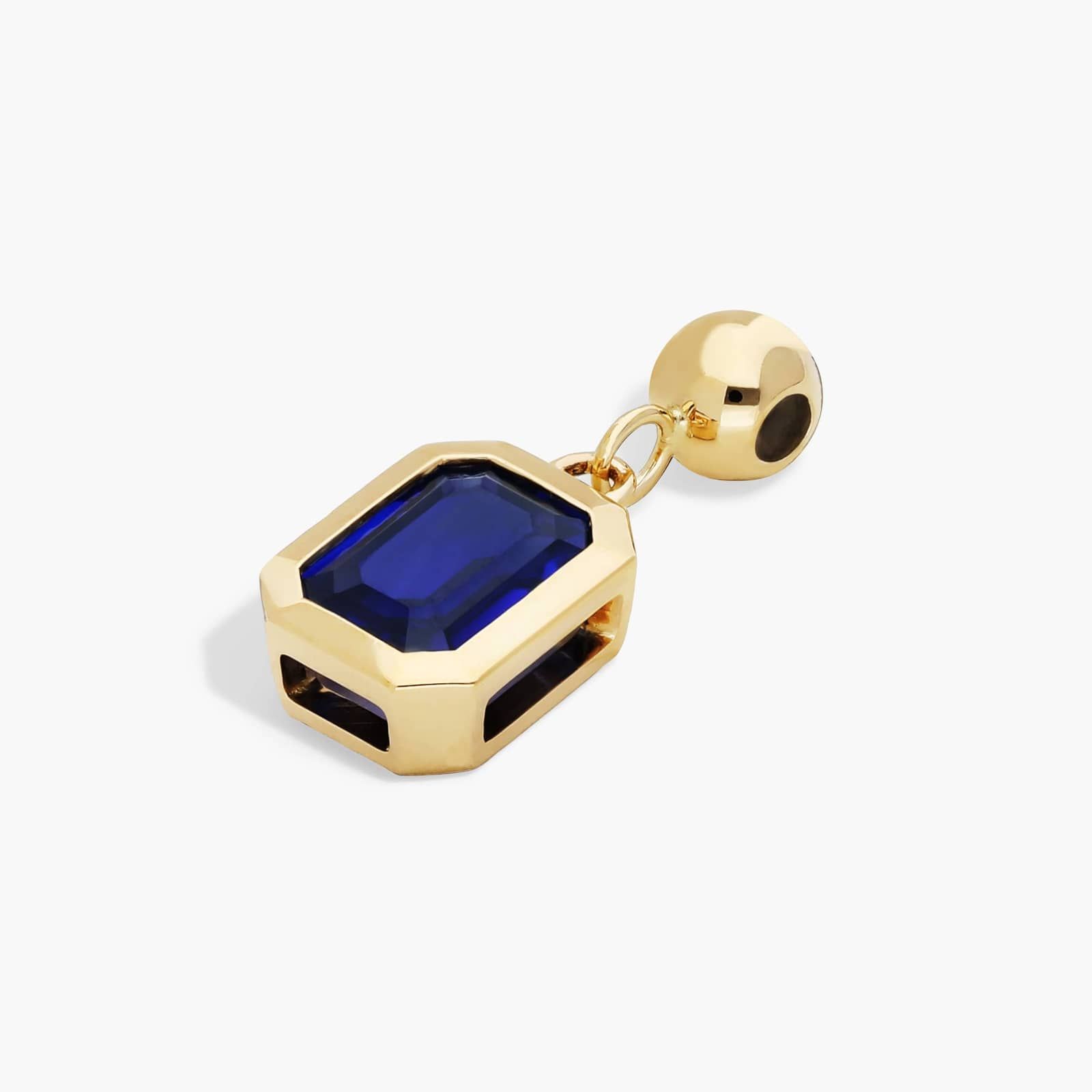 14K Yellow Gold Emerald Cut Bezel Set Sapphire Birthstone Charm By James Allen