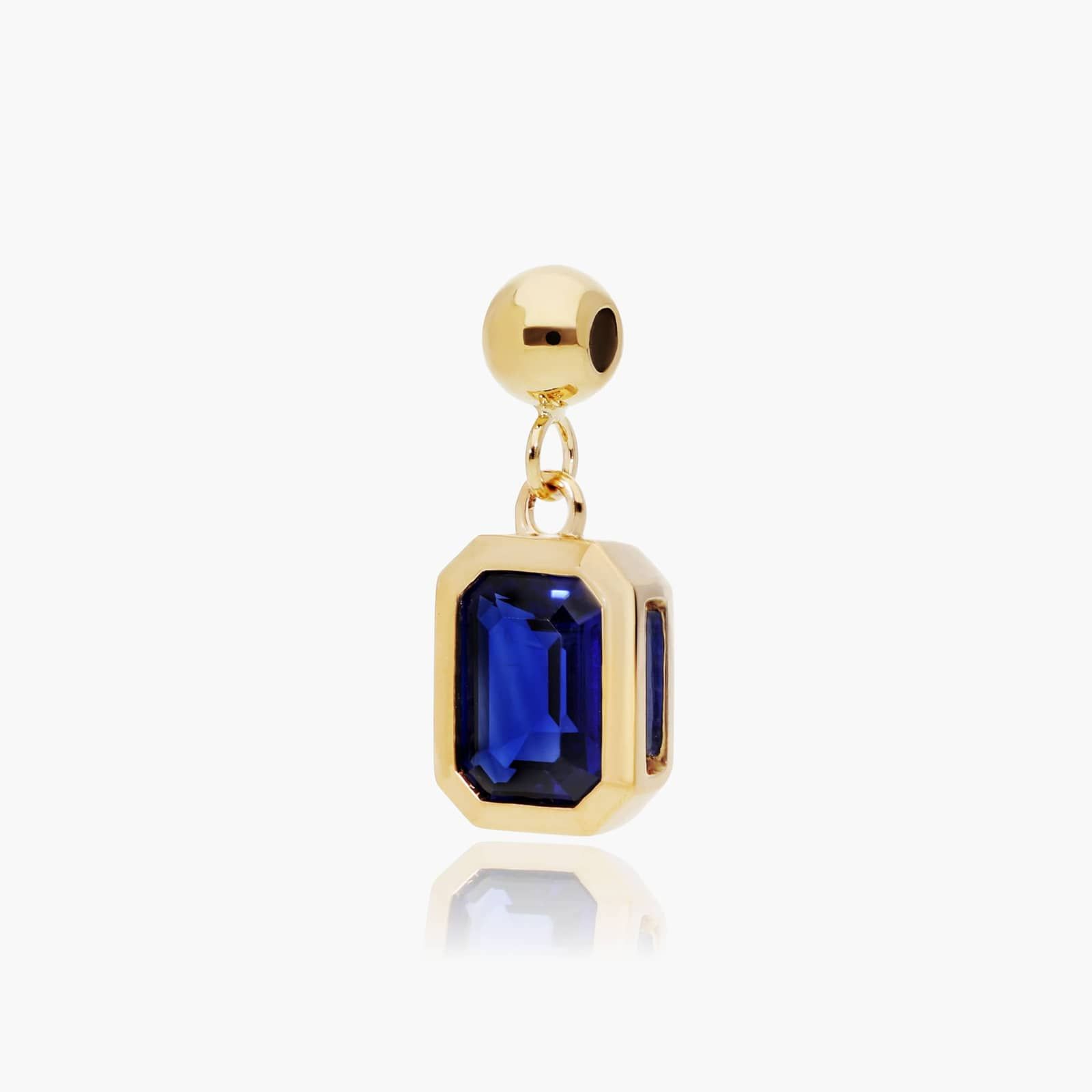 14K Yellow Gold Emerald Cut Bezel Set Sapphire Birthstone Charm By James Allen