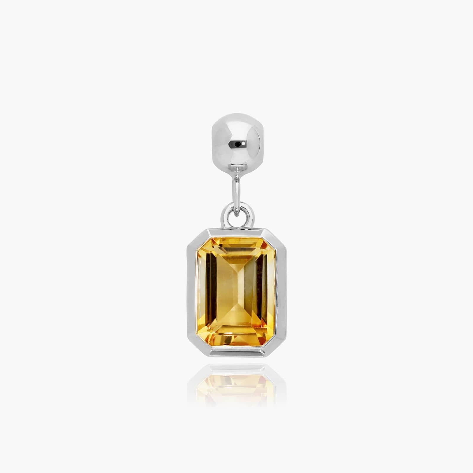 14K White Gold Emerald Cut Bezel Citrine Birthstone Charm By James Allen