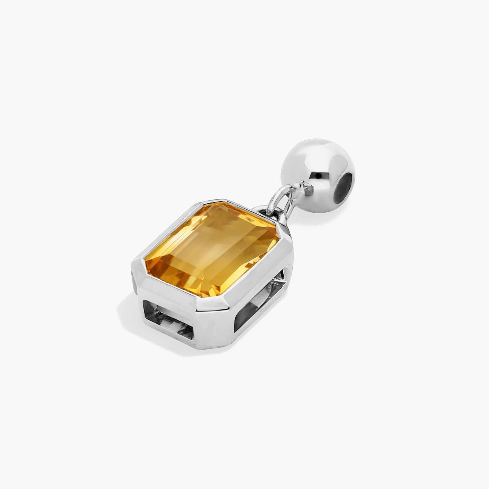 14K White Gold Emerald Cut Bezel Citrine Birthstone Charm By James Allen