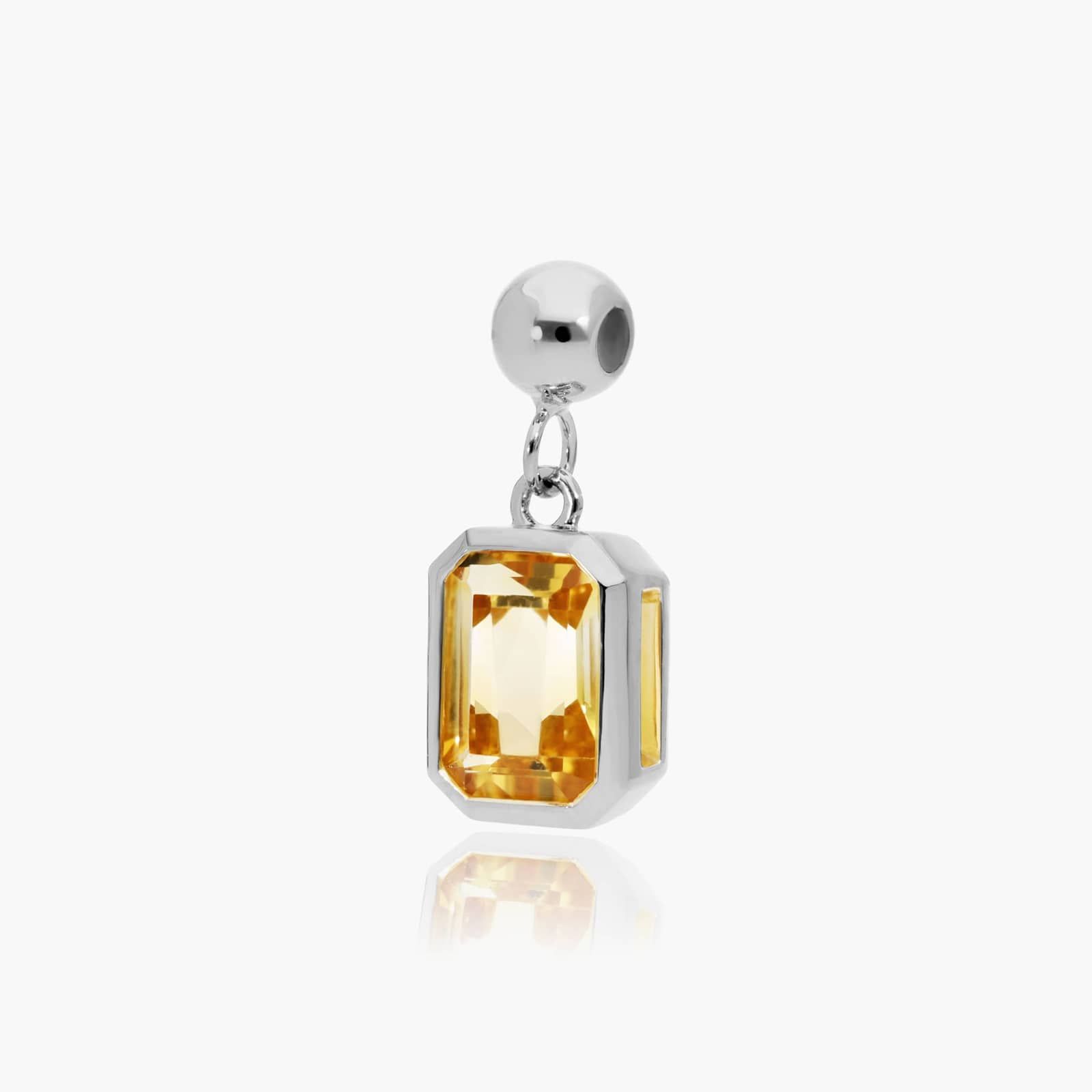 14K White Gold Emerald Cut Bezel Citrine Birthstone Charm By James Allen