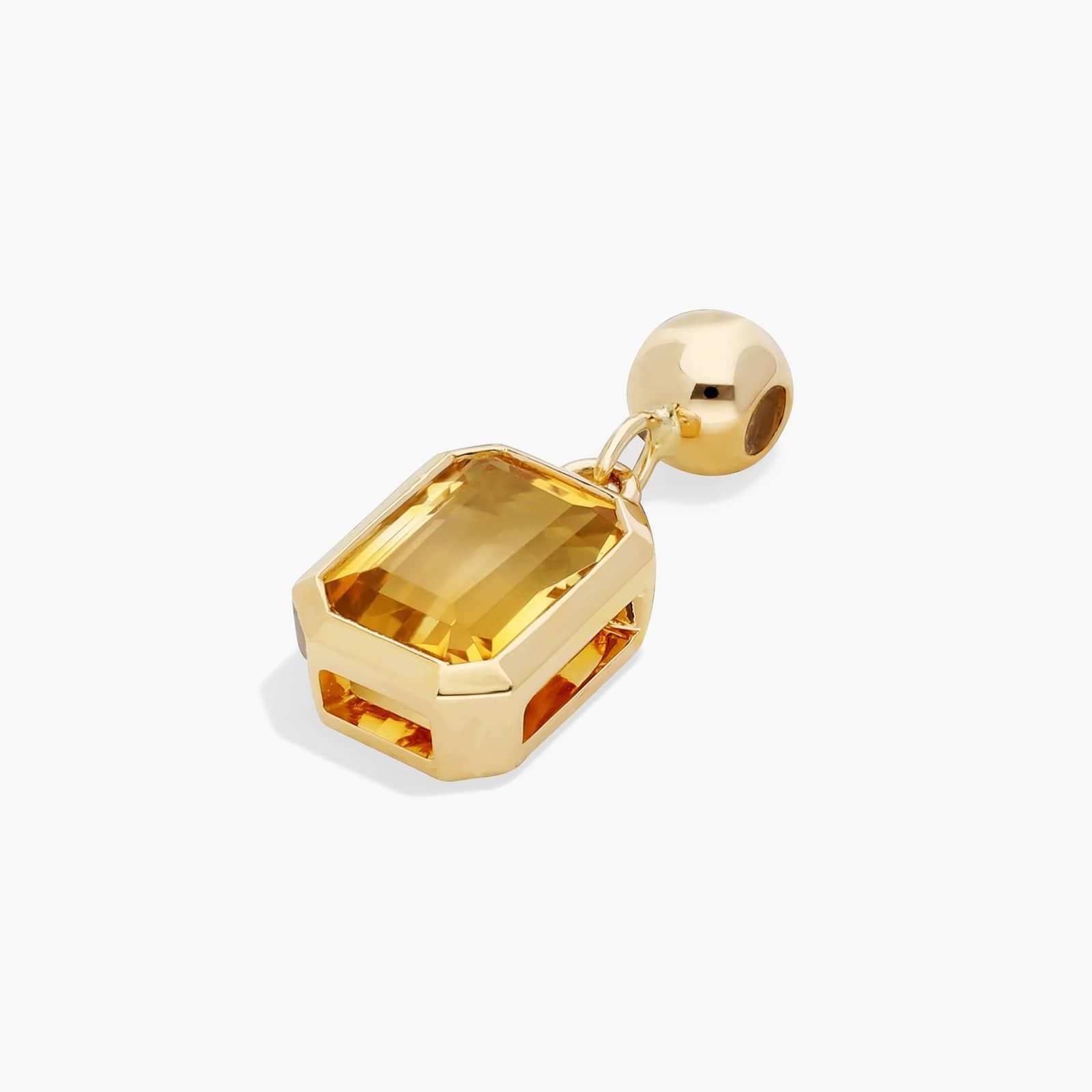 14K Yellow Gold Emerald Cut Bezel Set Citrine Birthstone Charm By James Allen