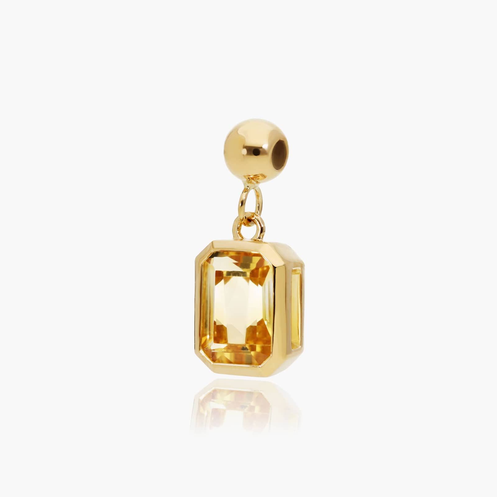 14K Yellow Gold Emerald Cut Bezel Set Citrine Birthstone Charm By James Allen