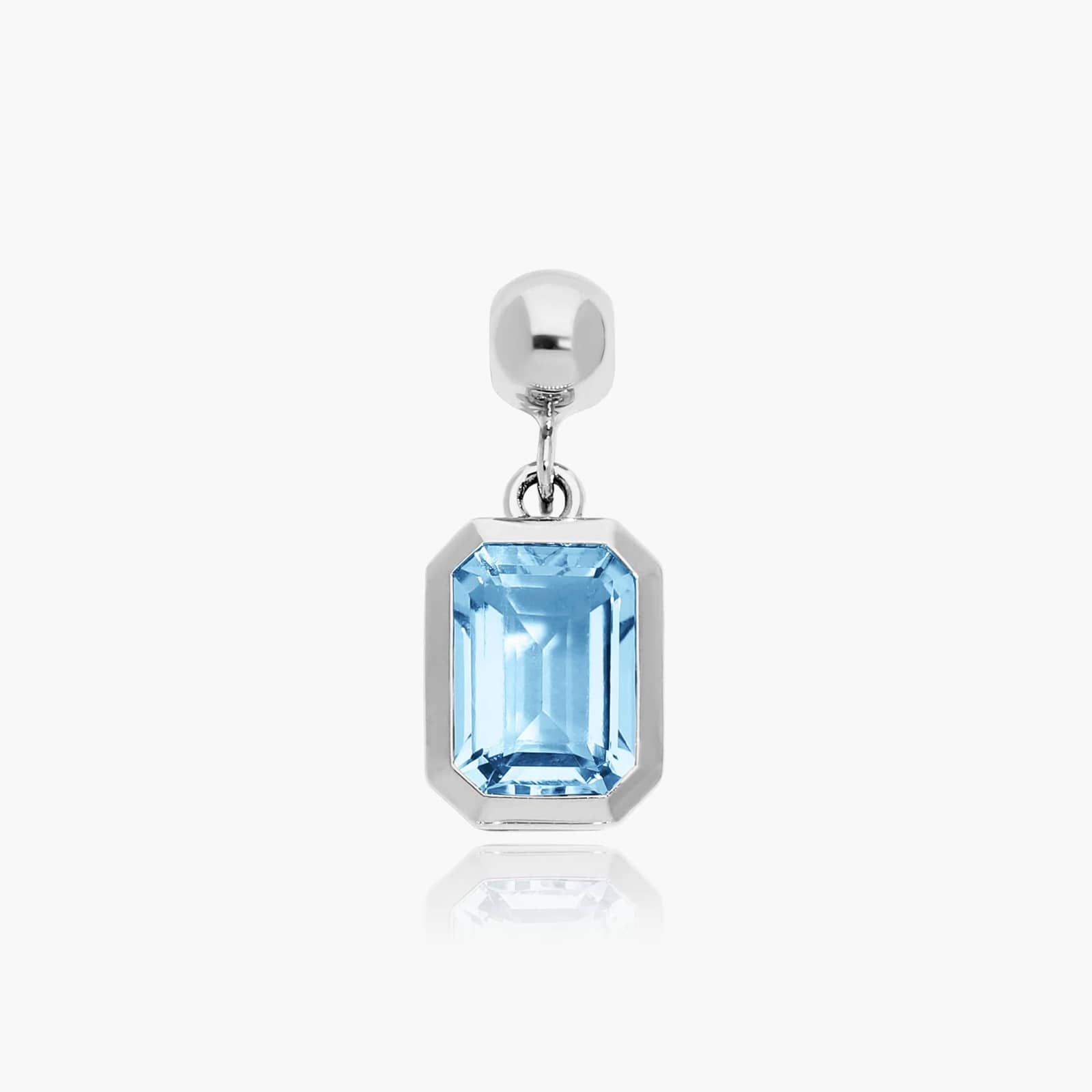 14K White Gold Emerald Cut Bezel Blue Topaz Birthstone Charm By James Allen