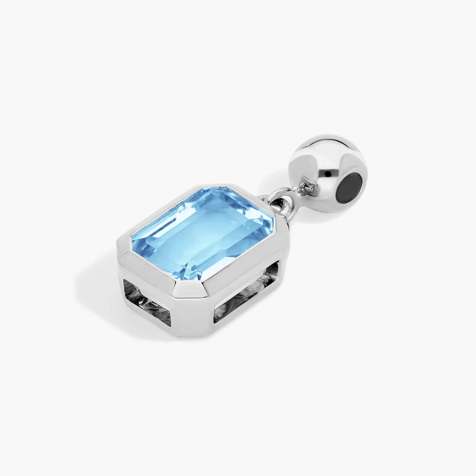 14K White Gold Emerald Cut Bezel Blue Topaz Birthstone Charm By James Allen