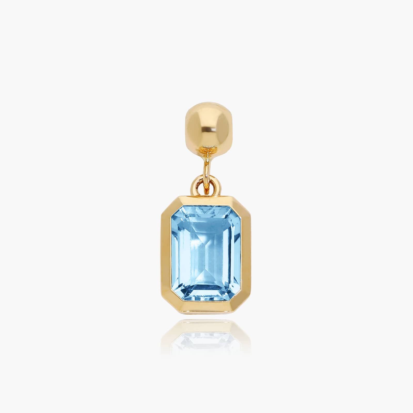 14K Yellow Gold Emerald Cut Bezel Blue Topaz Birthstone Charm By James Allen