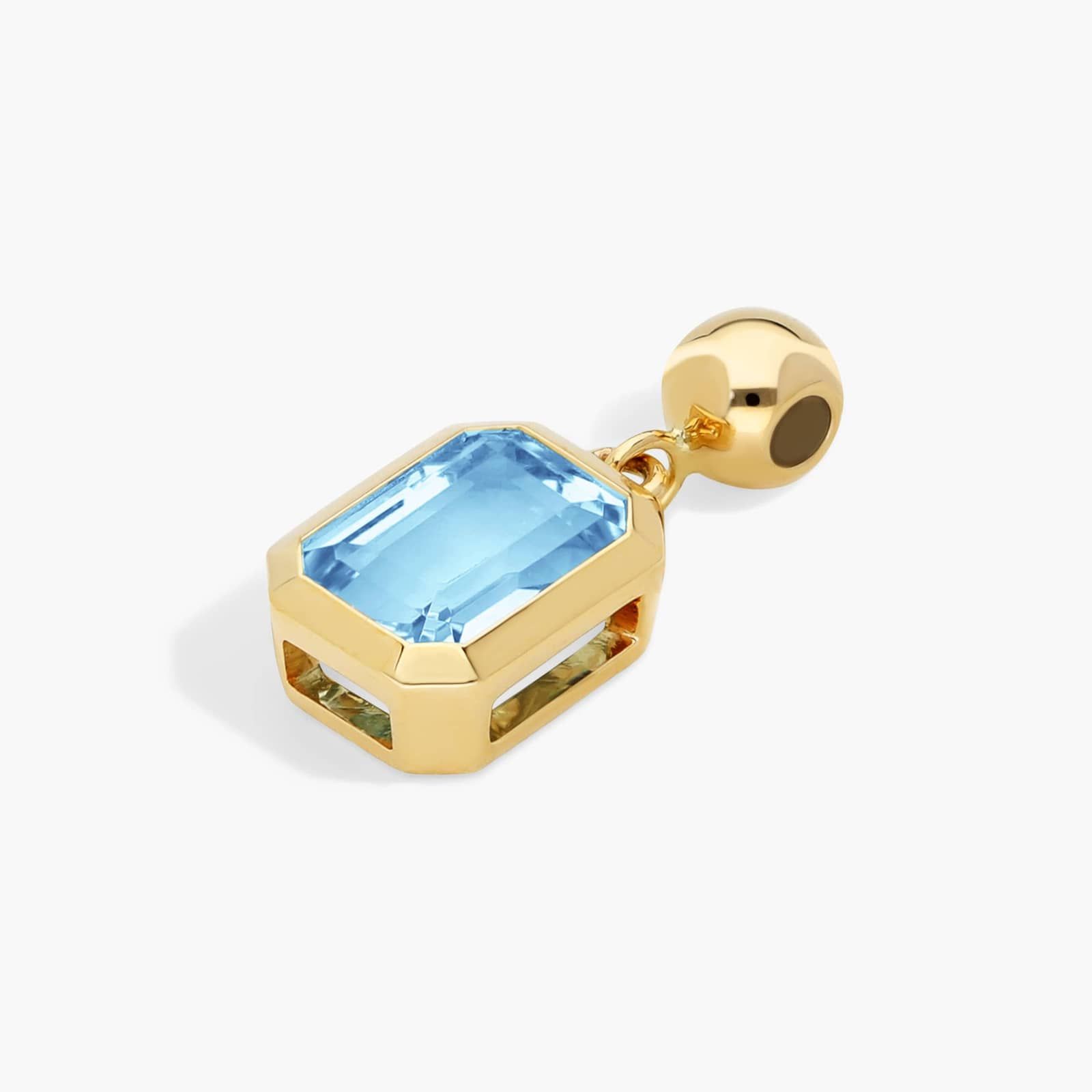 14K Yellow Gold Emerald Cut Bezel Blue Topaz Birthstone Charm By James Allen