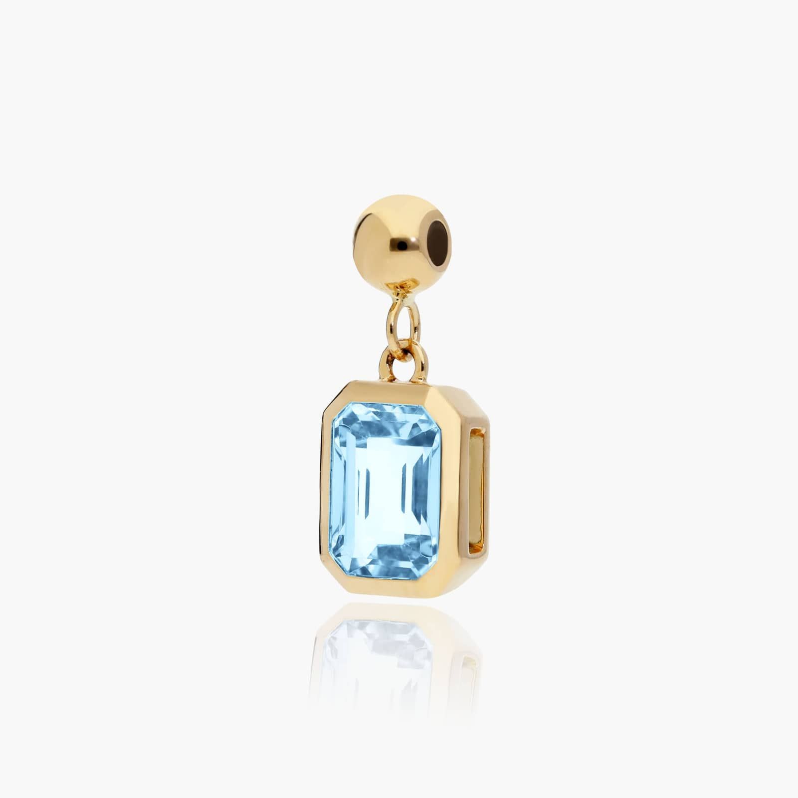 14K Yellow Gold Emerald Cut Bezel Blue Topaz Birthstone Charm By James Allen