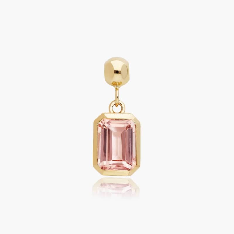 14K Yellow Gold Emerald Cut Bezel Set Pink Tourmaline Birthstone Charm By James Allen