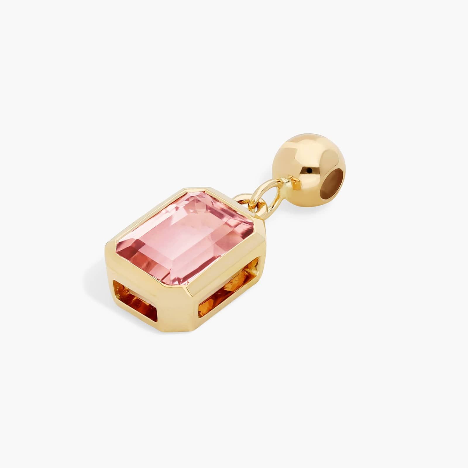 14K Yellow Gold Emerald Cut Bezel Set Pink Tourmaline Birthstone Charm By James Allen