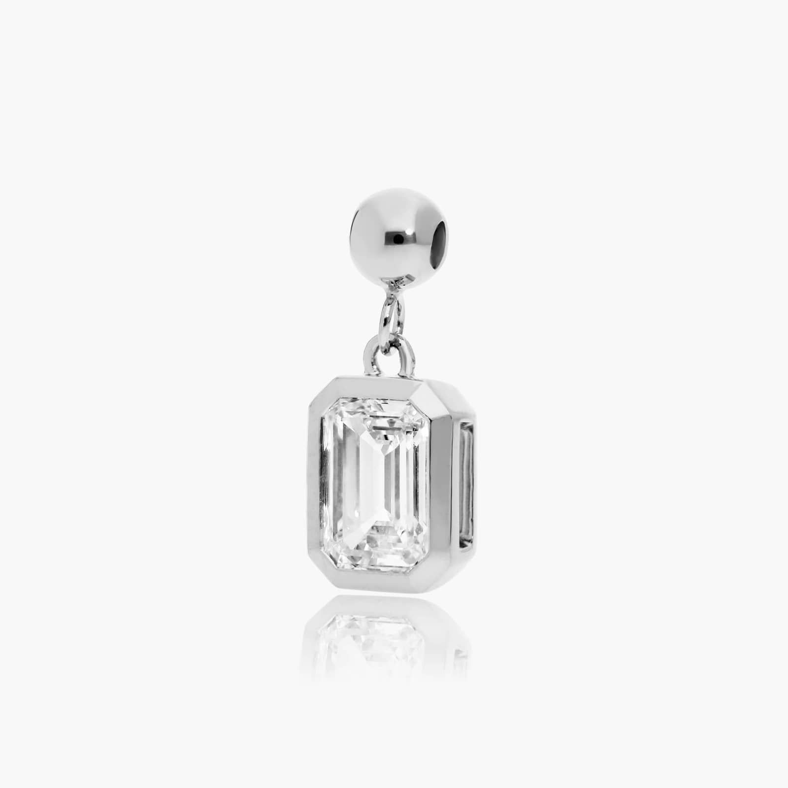 Bezel Set Birthstone Charm With Emerald Cut Lab-Grown Diamond In 14K White Gold By James Allen