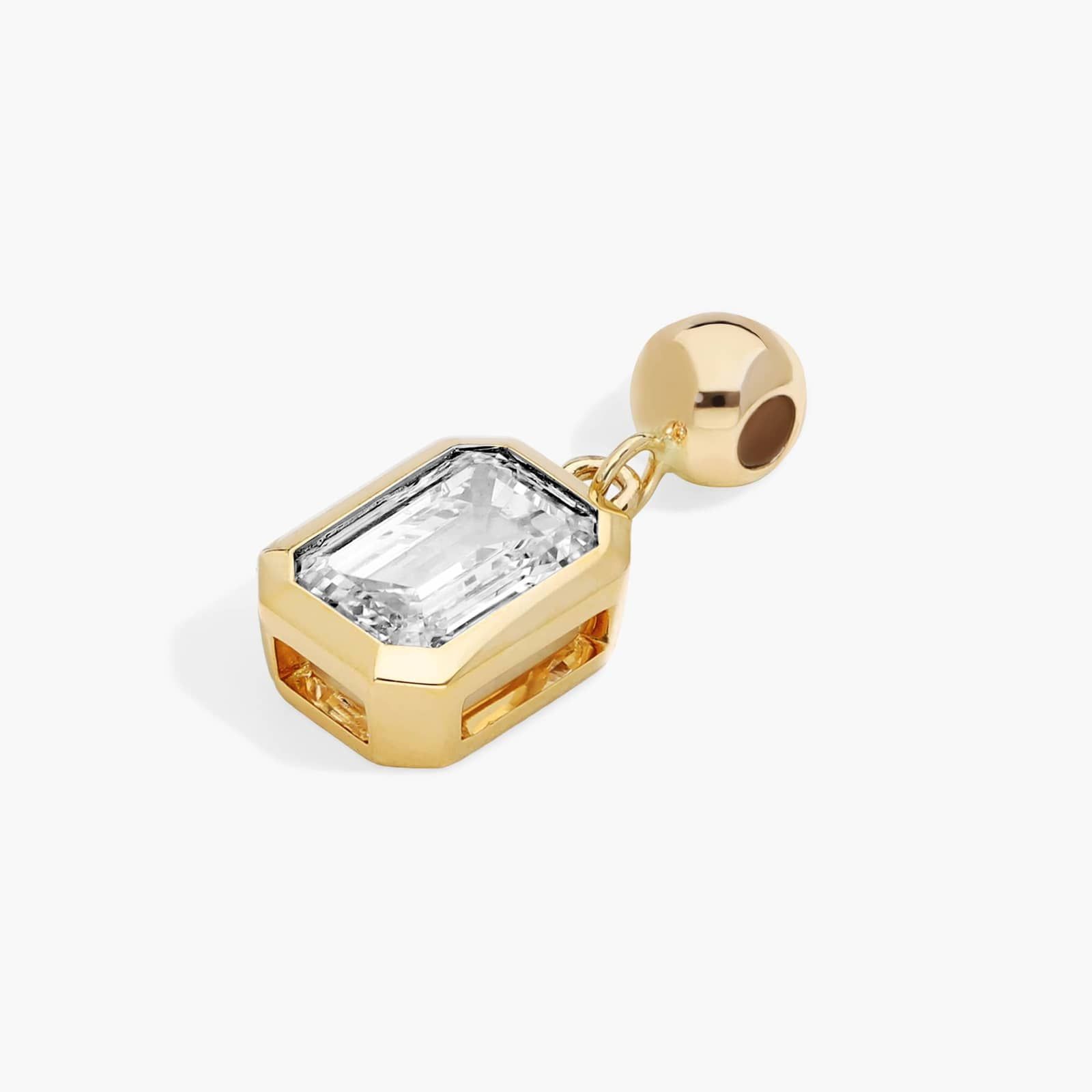 Bezel Set Birthstone Charm With Emerald Cut Lab-Grown Diamond In 14K Yellow Gold By James Allen