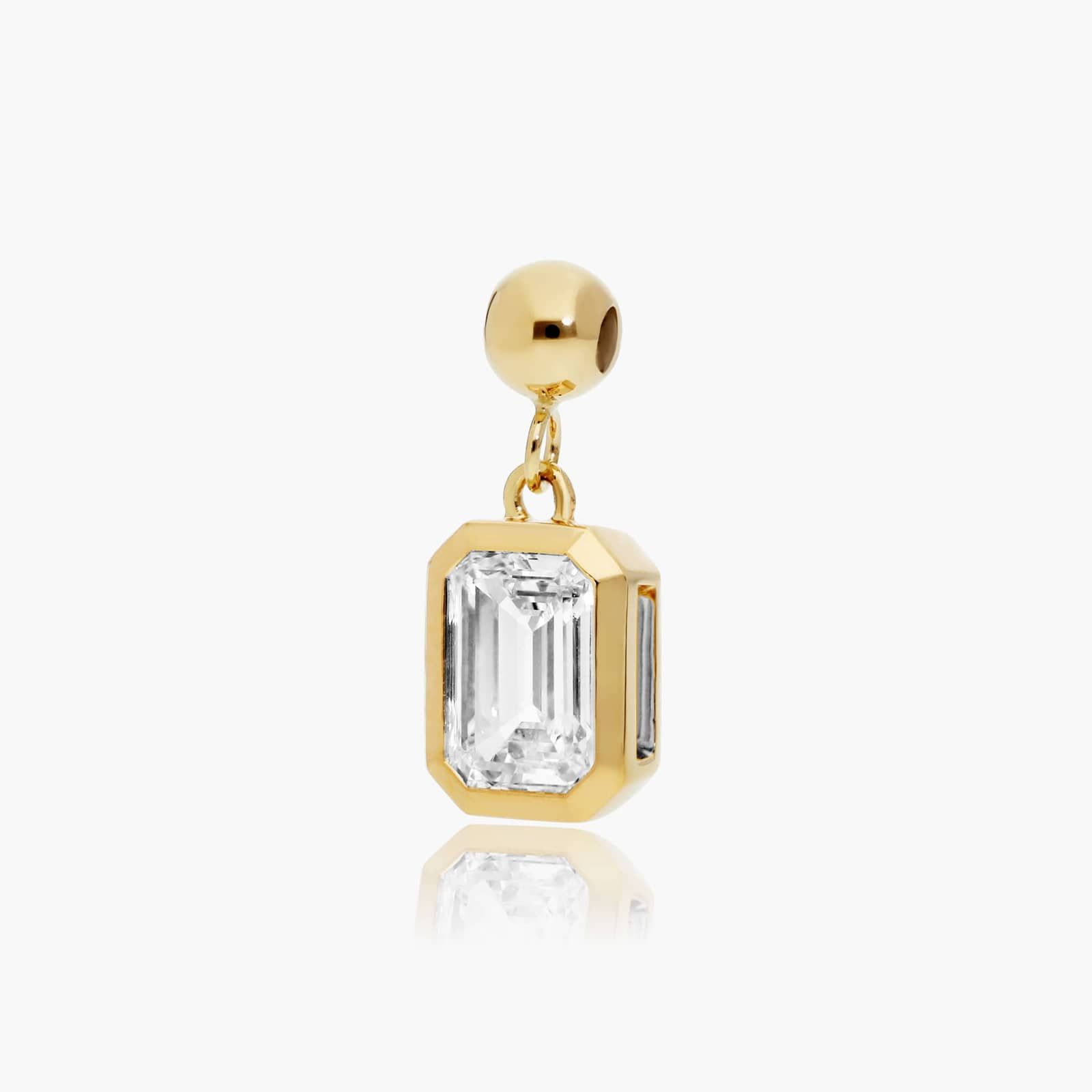 Bezel Set Birthstone Charm With Emerald Cut Lab-Grown Diamond In 14K Yellow Gold By James Allen