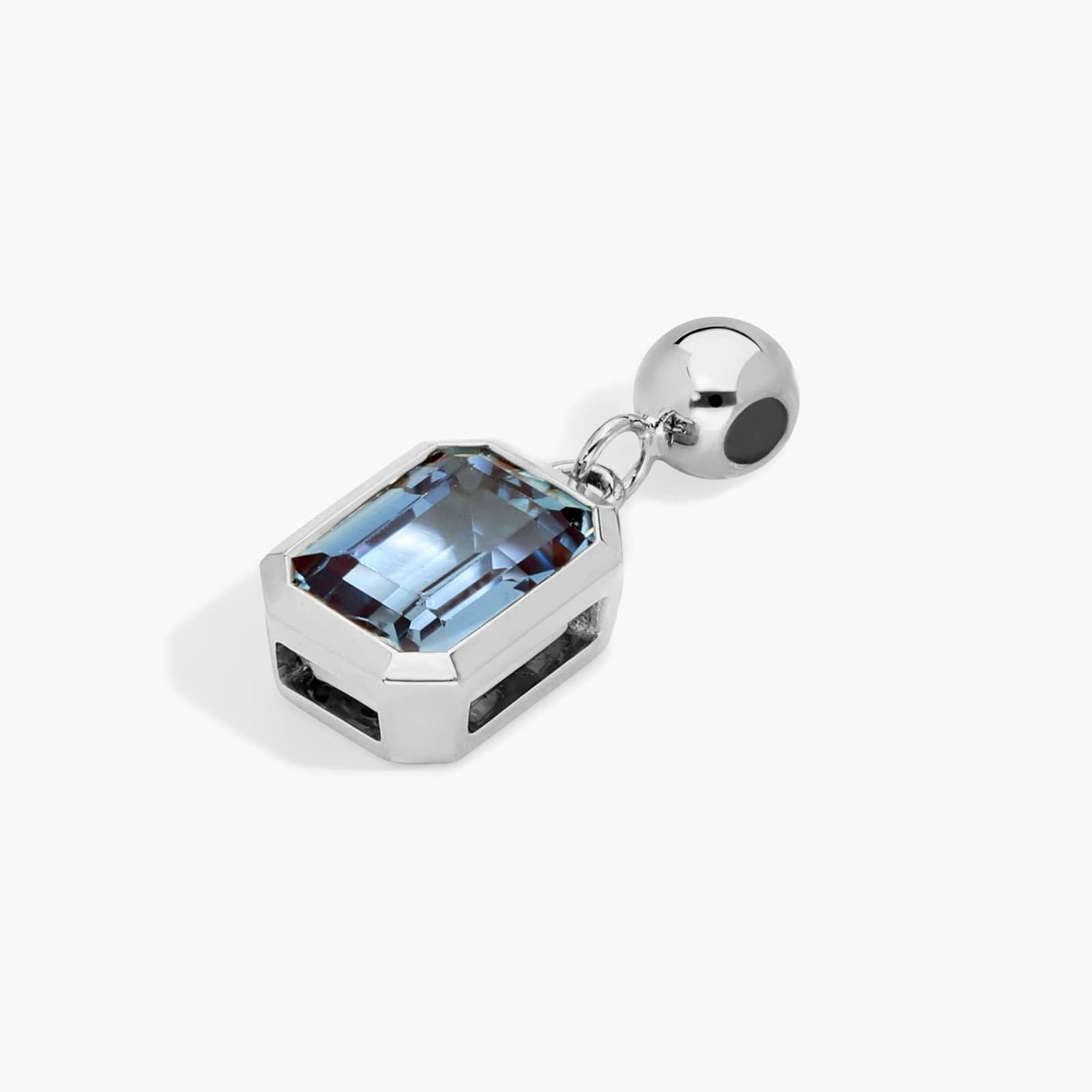 14K White Gold Emerald Cut Bezel Lab Grown Alexandrite Birthstone Charm By James Allen