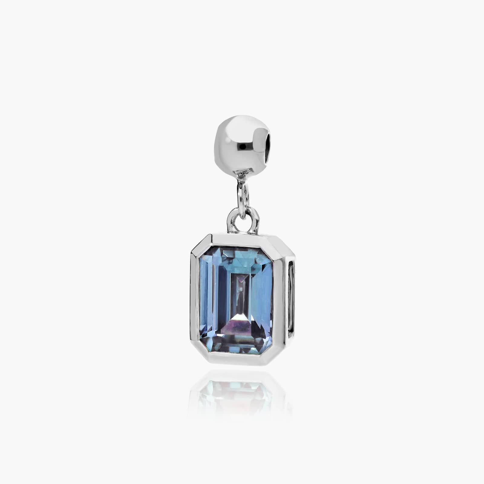 14K White Gold Emerald Cut Bezel Lab Grown Alexandrite Birthstone Charm By James Allen