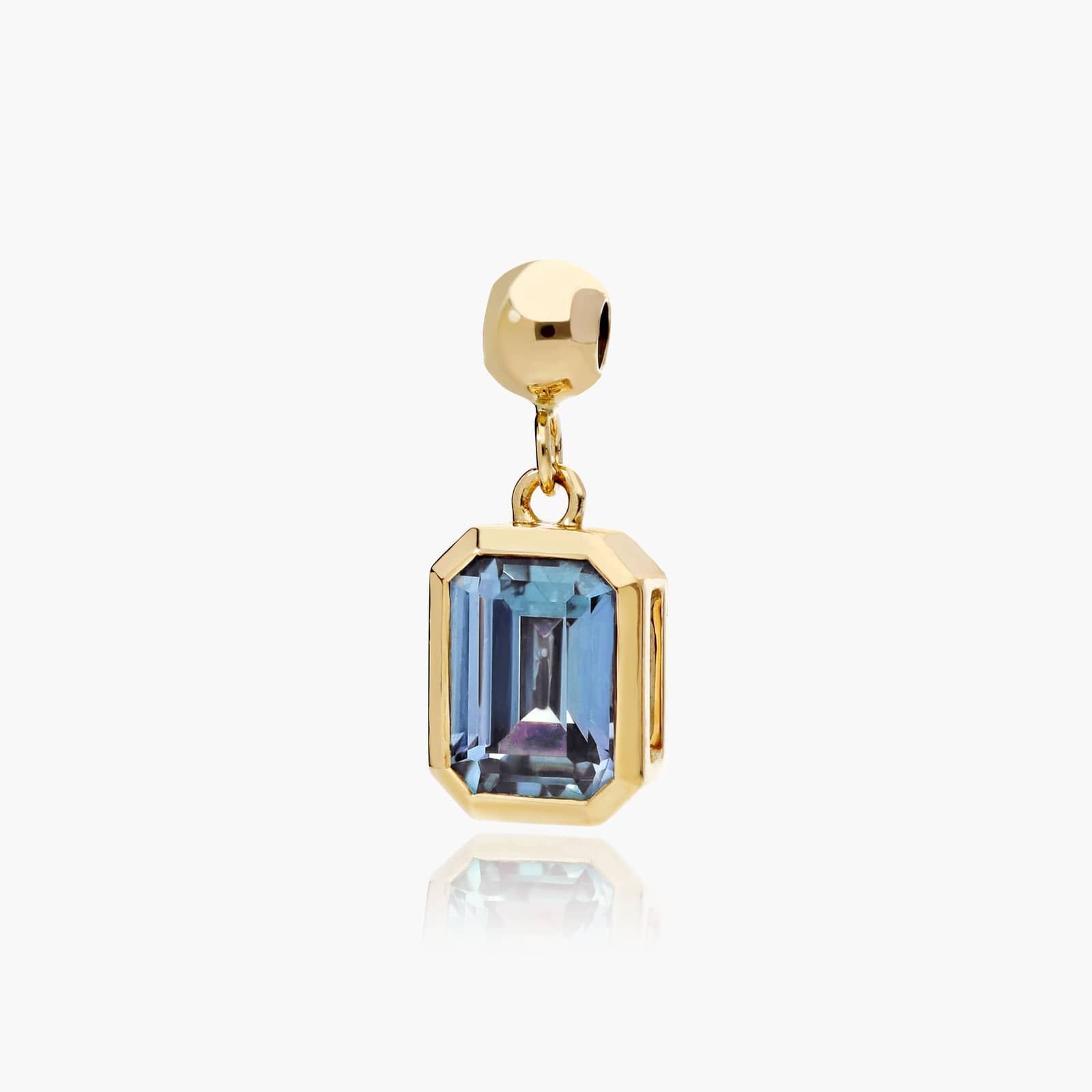 14K Yellow Gold Emerald Cut Bezel Set Lab Grown Alexandrite Birthstone Charm By James Allen