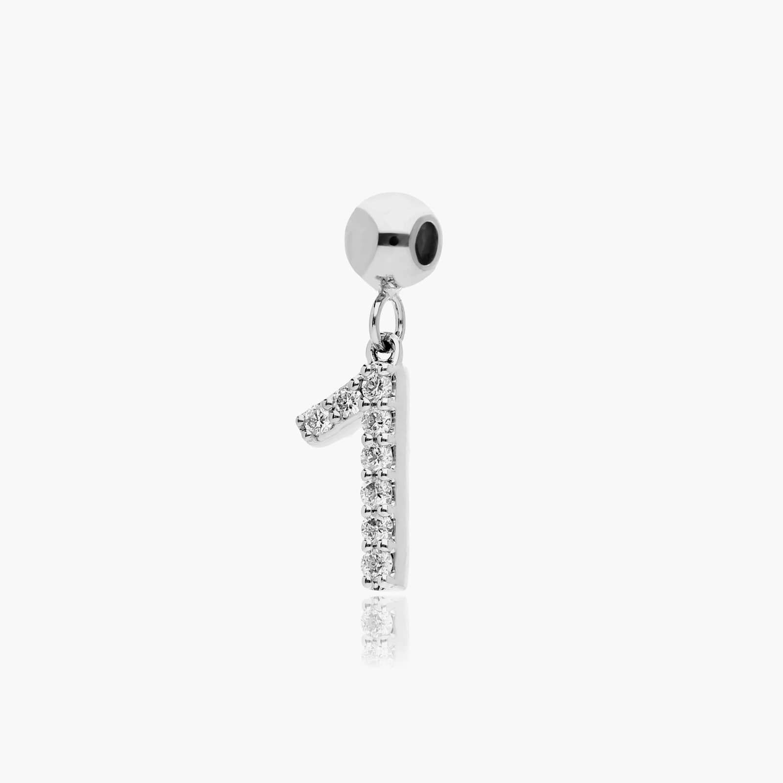 Number 1 Lab-Grown Diamond Charm In 14K White Gold By James Allen