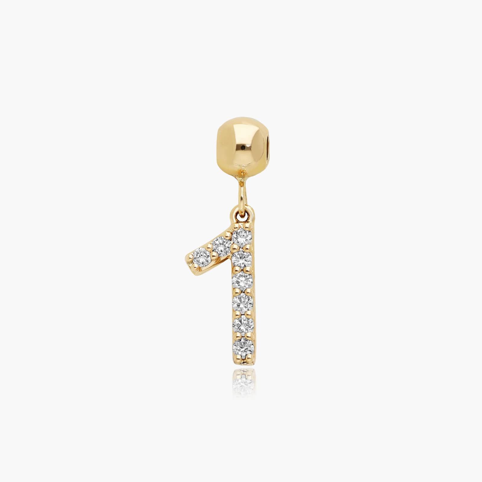 Number 1 Lab-Grown Diamond Charm In 14K Yellow Gold By James Allen
