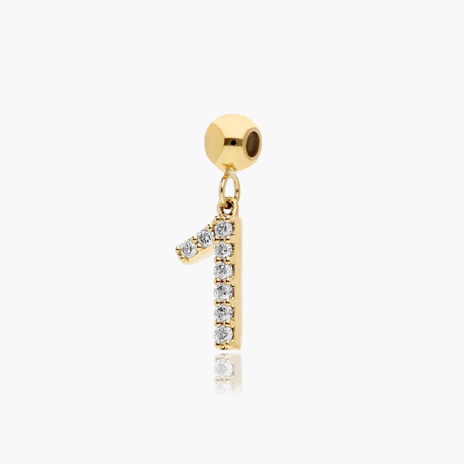 Number 1 Lab-Grown Diamond Charm In 14K Yellow Gold By James Allen