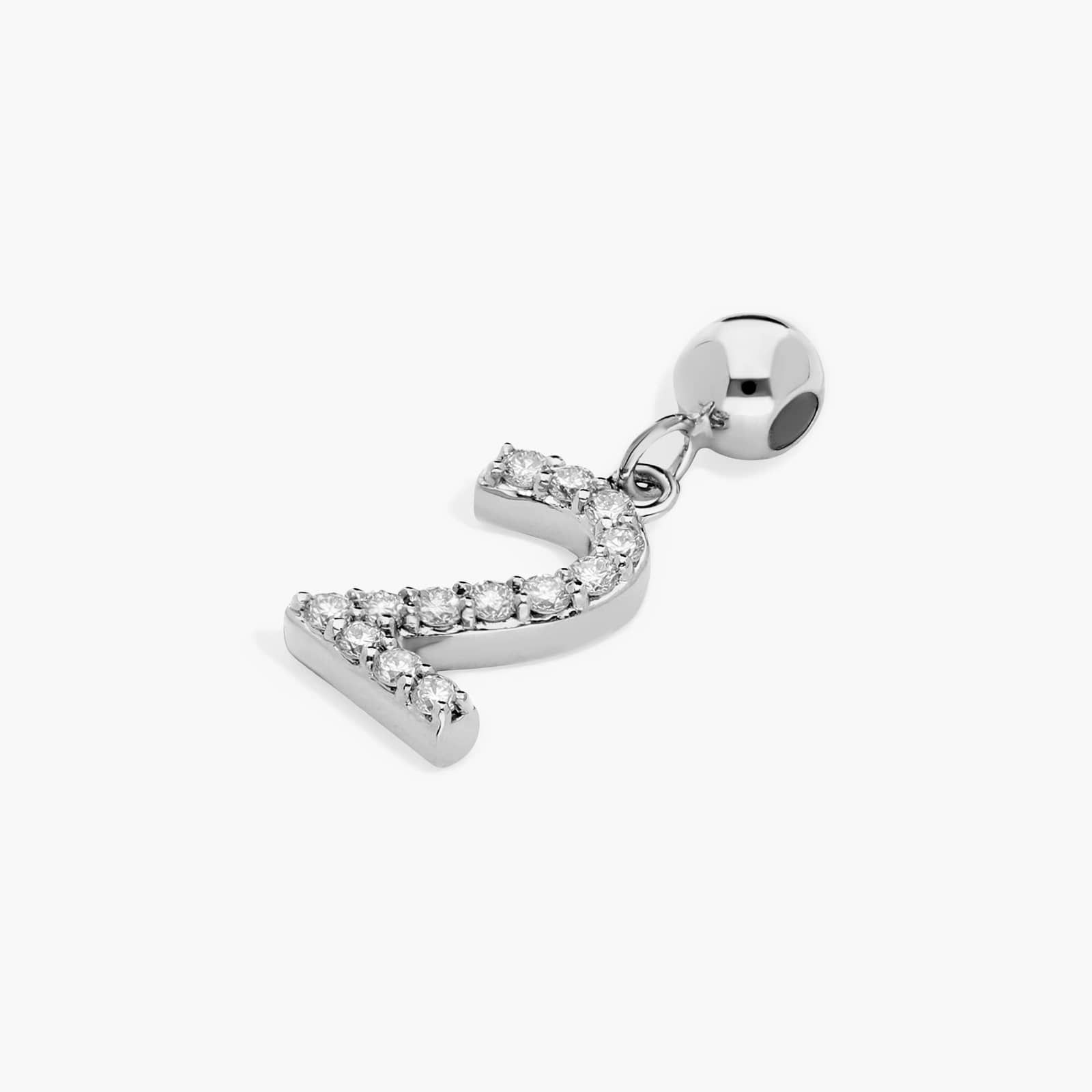 Number 2 Lab-Grown Diamond Charm In 14K White Gold By James Allen