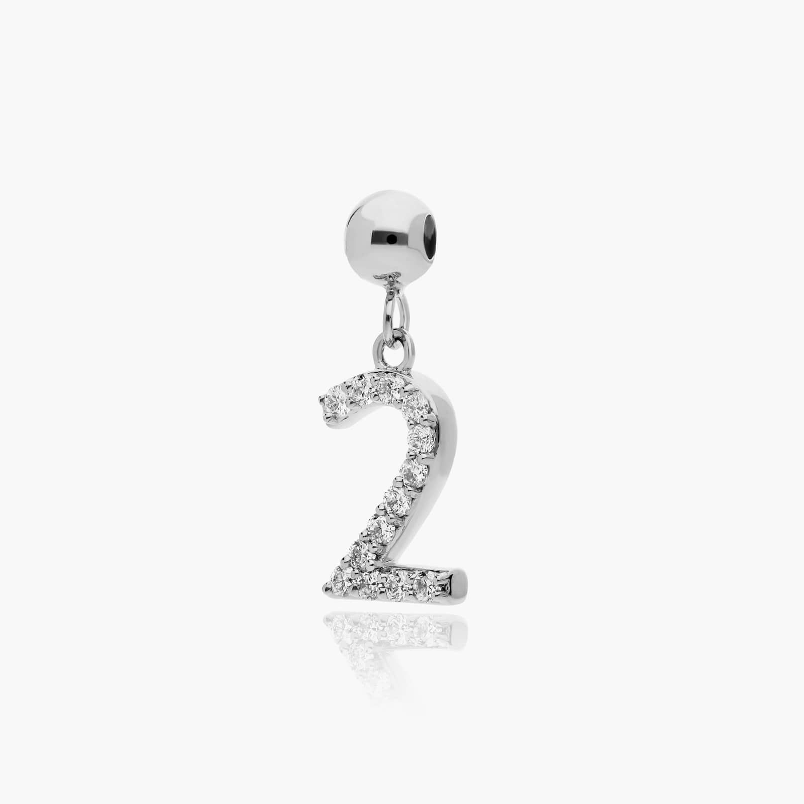 Number 2 Lab-Grown Diamond Charm In 14K White Gold By James Allen