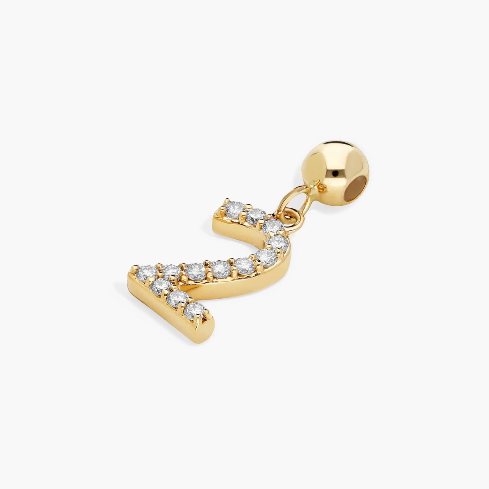 Number 2 Lab-Grown Diamond Charm In 14K Yellow Gold By James Allen