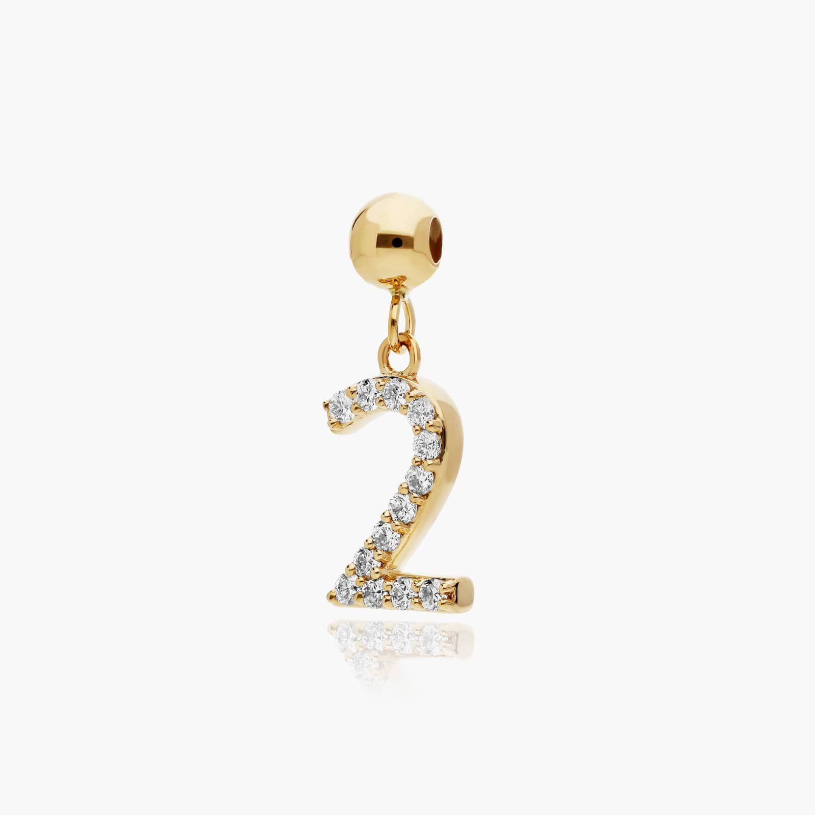 Number 2 Lab-Grown Diamond Charm In 14K Yellow Gold By James Allen