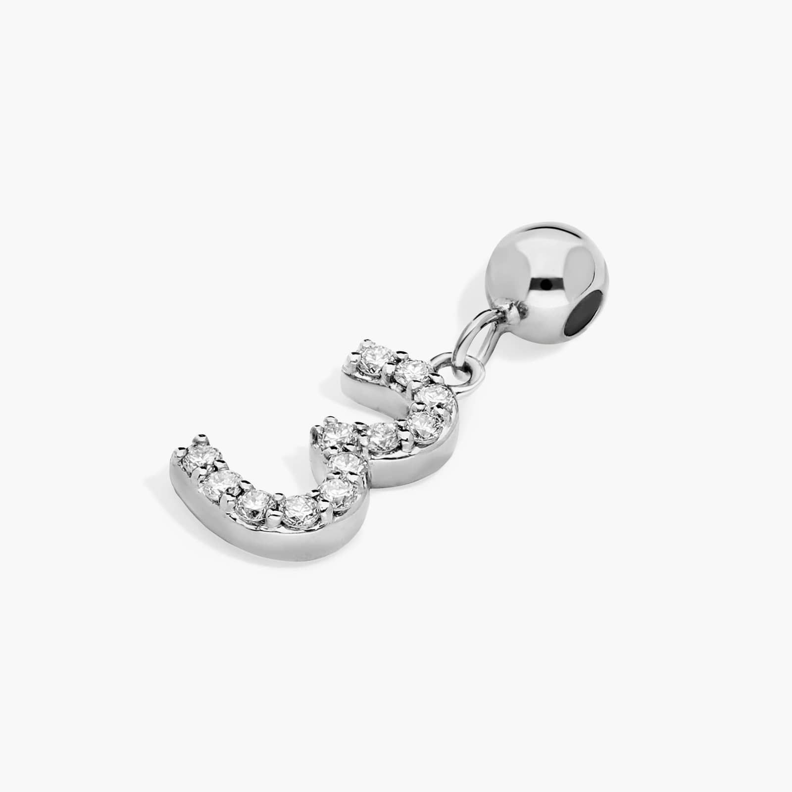 Number 3 Lab-Grown Diamond Charm In 14K White Gold By James Allen