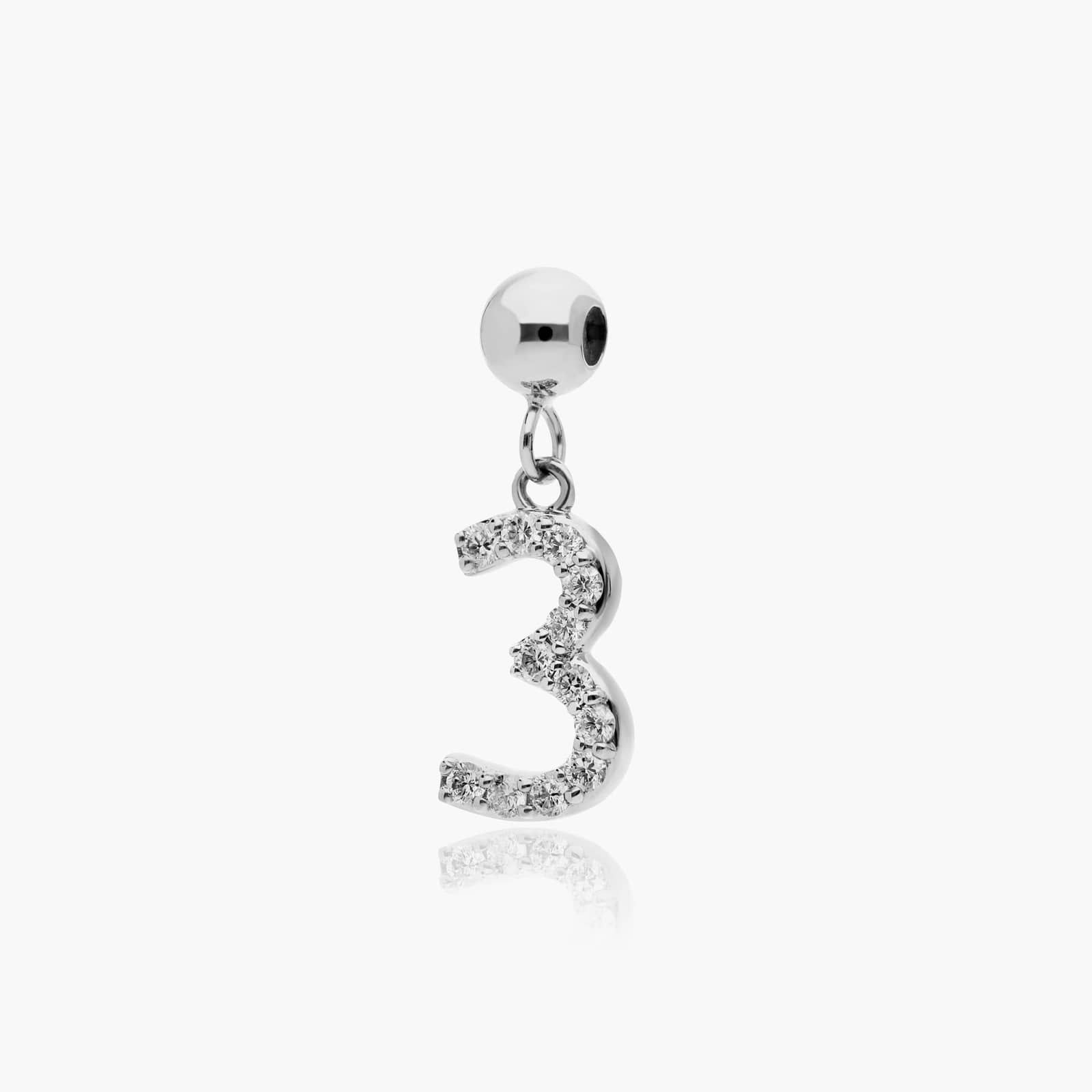 Number 3 Lab-Grown Diamond Charm In 14K White Gold By James Allen