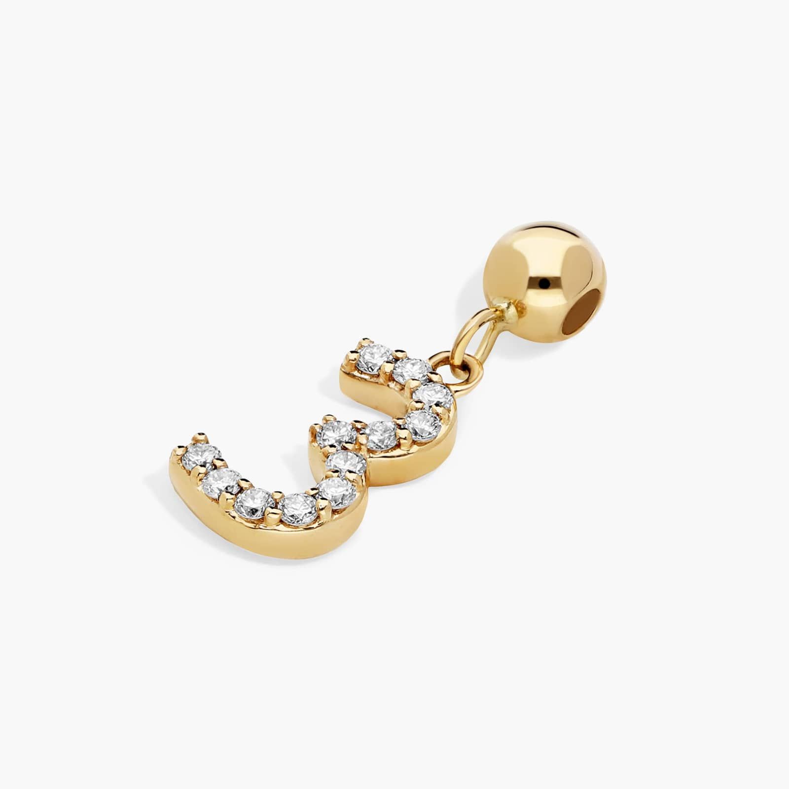 Number 3 Lab-Grown Diamond Charm In 14K Yellow Gold By James Allen